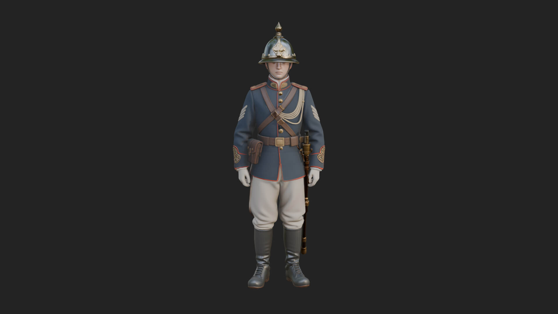 Dress Uniform Officer Statue Design 7 3D Print Model 3D Model