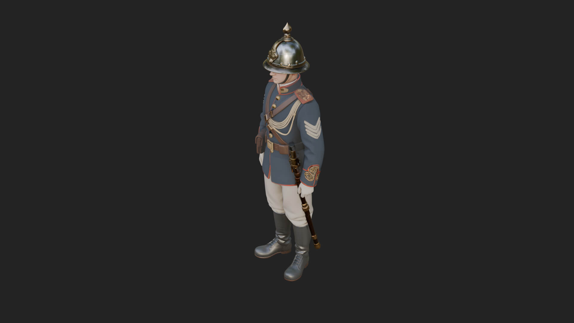 Dress Uniform Officer Statue Design 7 3D Print Model 3D Model