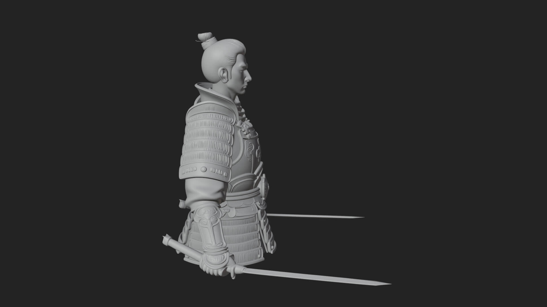 Dual Blade Samurai Statue Design 1 3D Print Model 3D Model