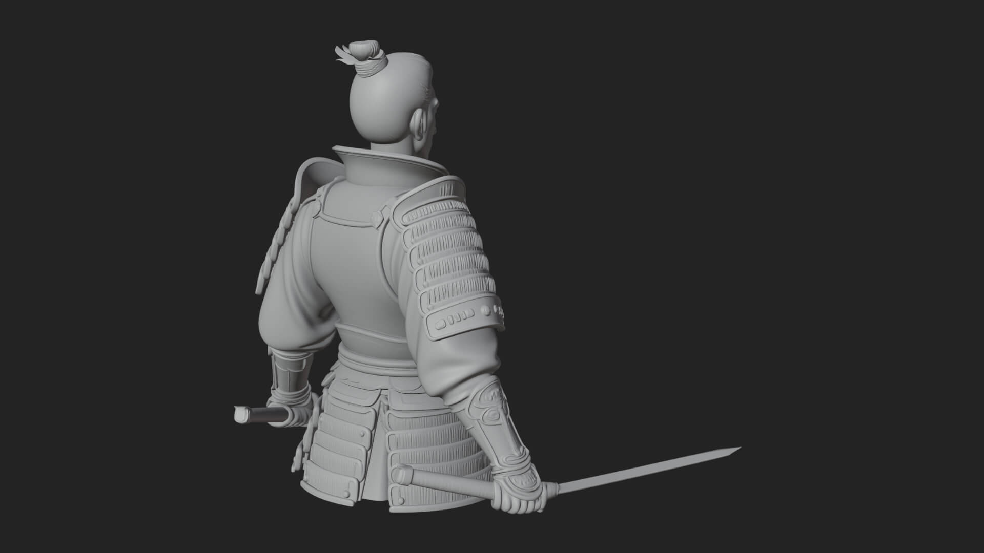 Dual Blade Samurai Statue Design 1 3D Print Model 3D Model