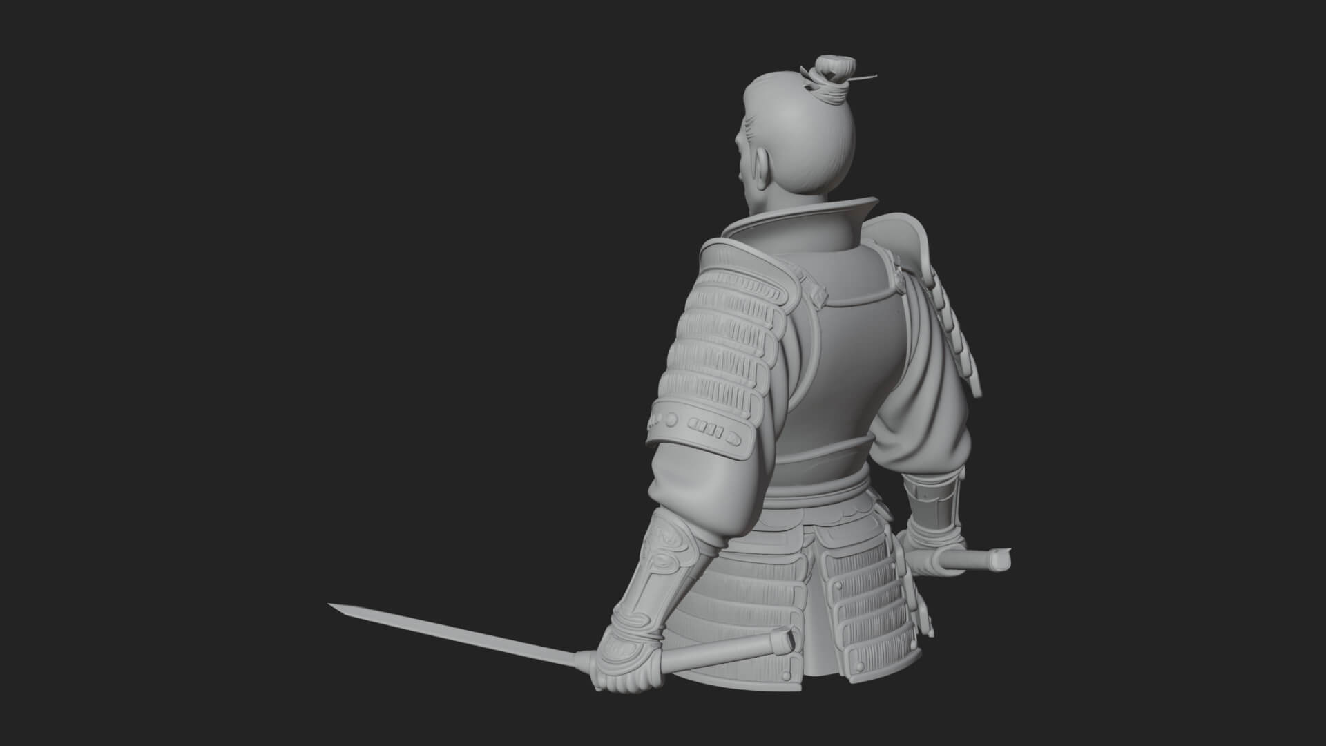 Dual Blade Samurai Statue Design 1 3D Print Model 3D Model