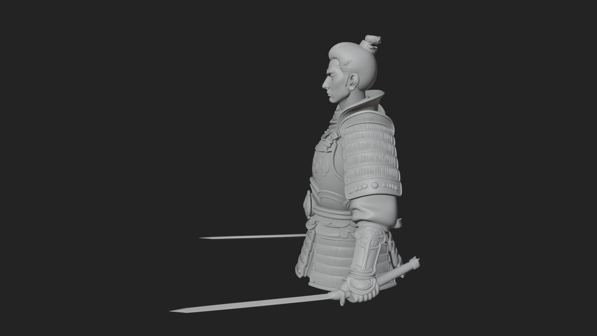 Dual Blade Samurai Statue Design 1 3D Print Model 3D Model