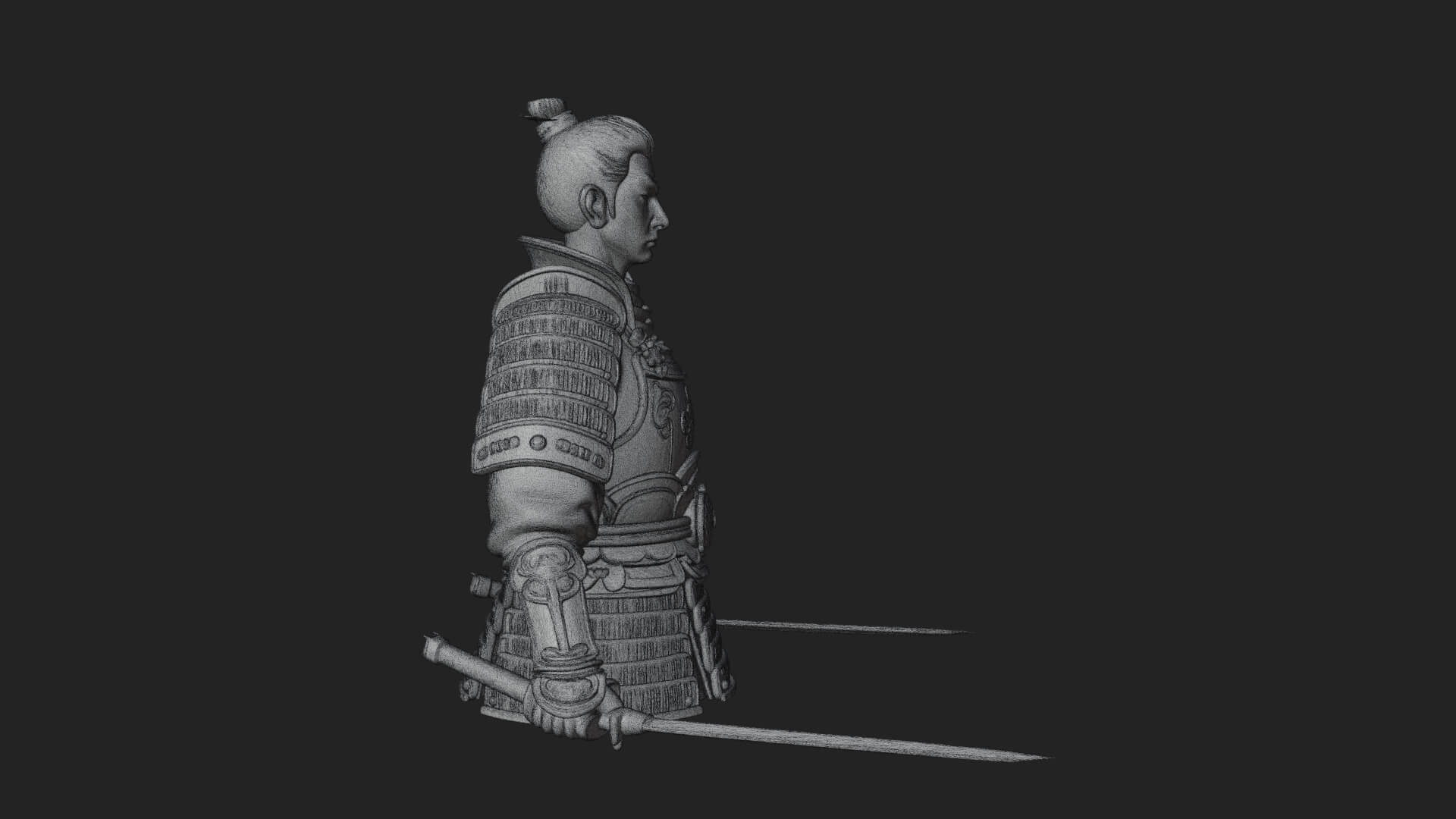Dual Blade Samurai Statue Design 1 3D Print Model 3D Model