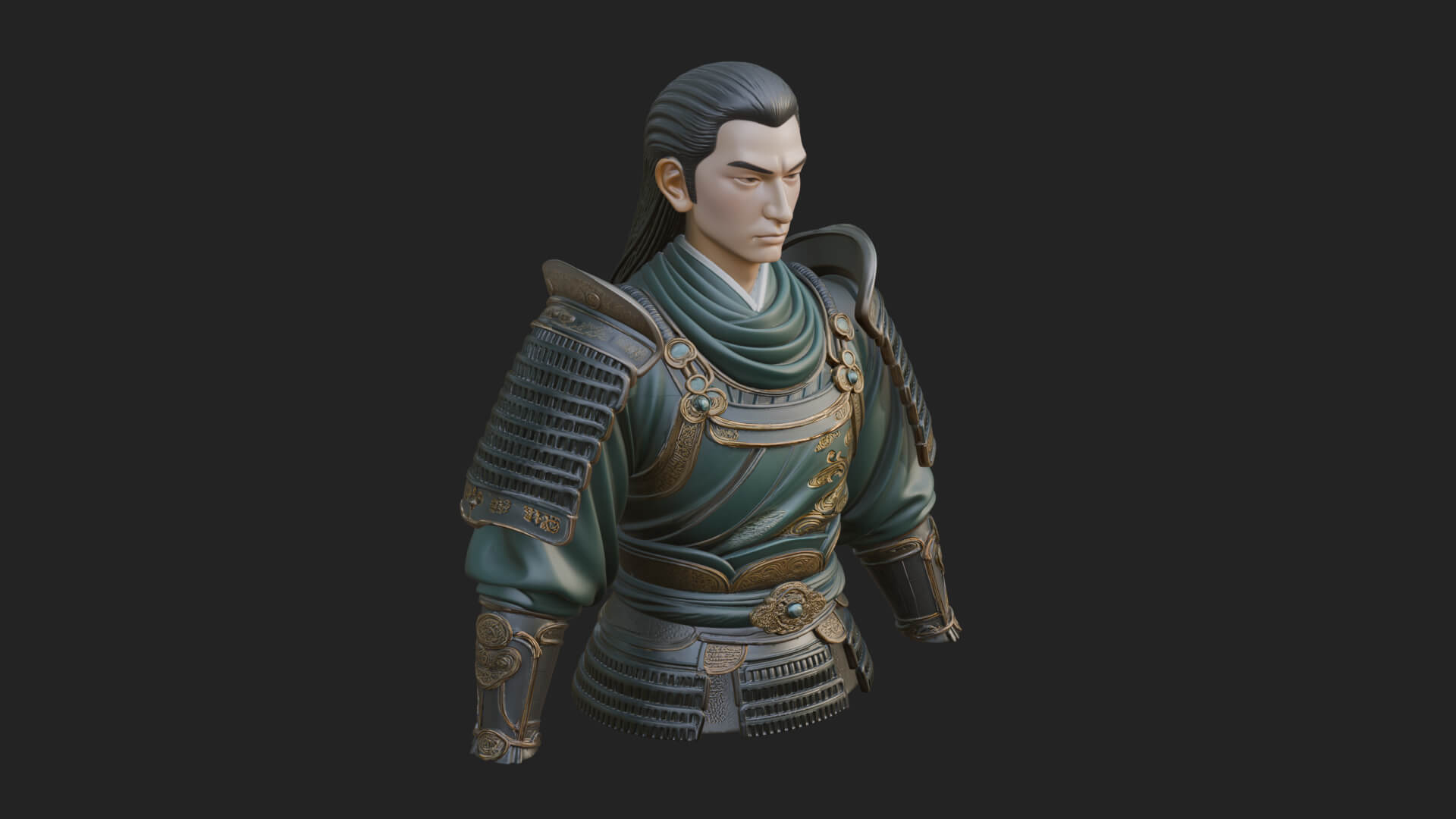 Dual Blade Samurai Statue Design 2 3D Print Model 3D Model