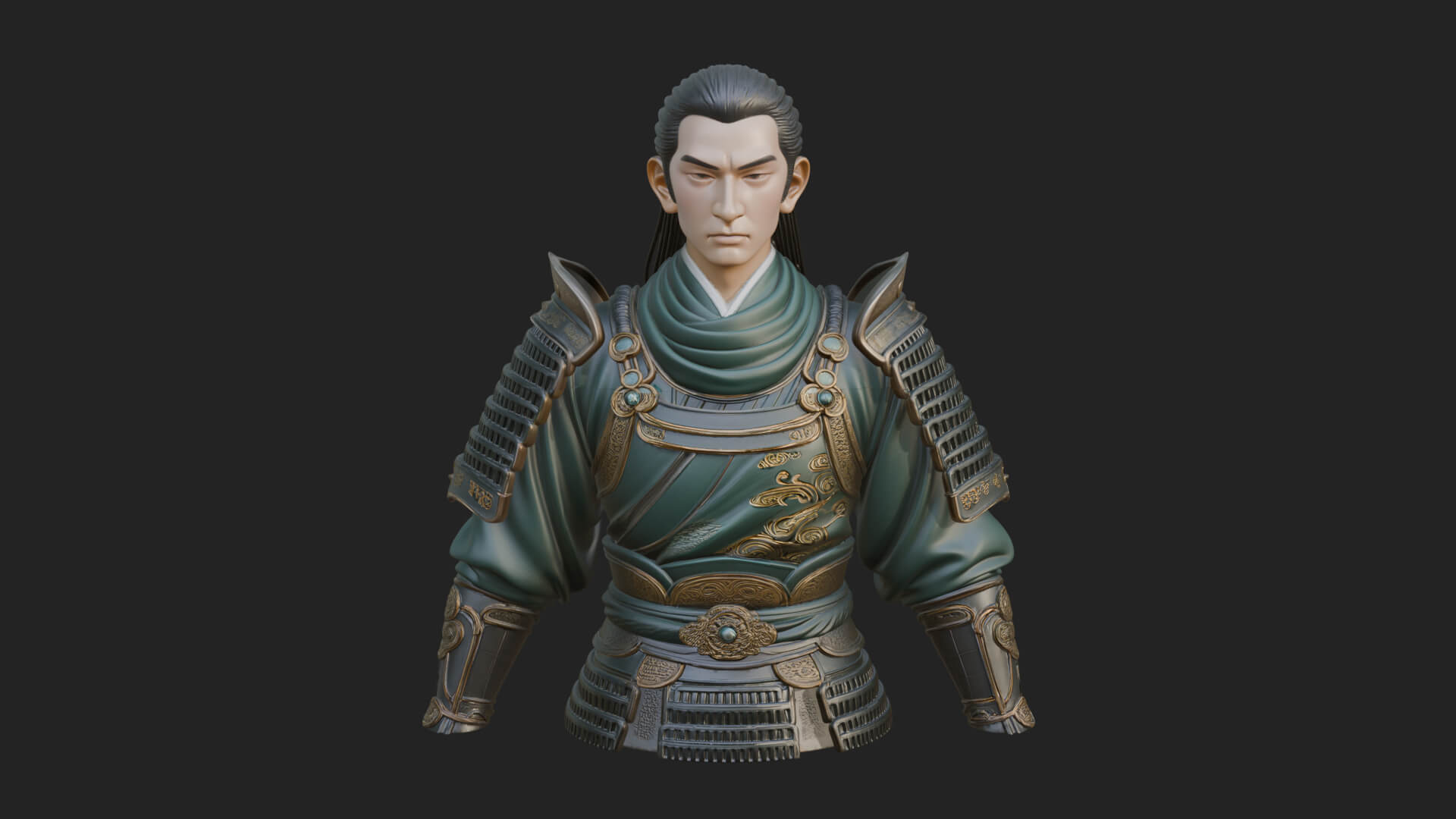Dual Blade Samurai Statue Design 2 3D Print Model 3D Model