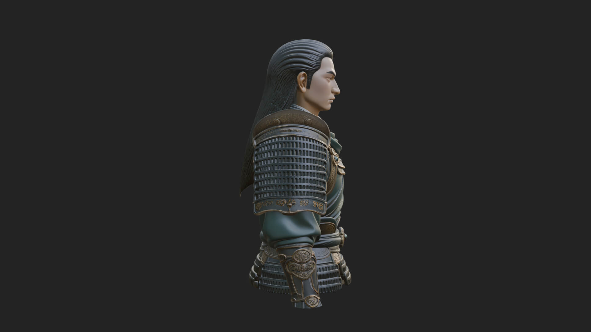 Dual Blade Samurai Statue Design 2 3D Print Model 3D Model