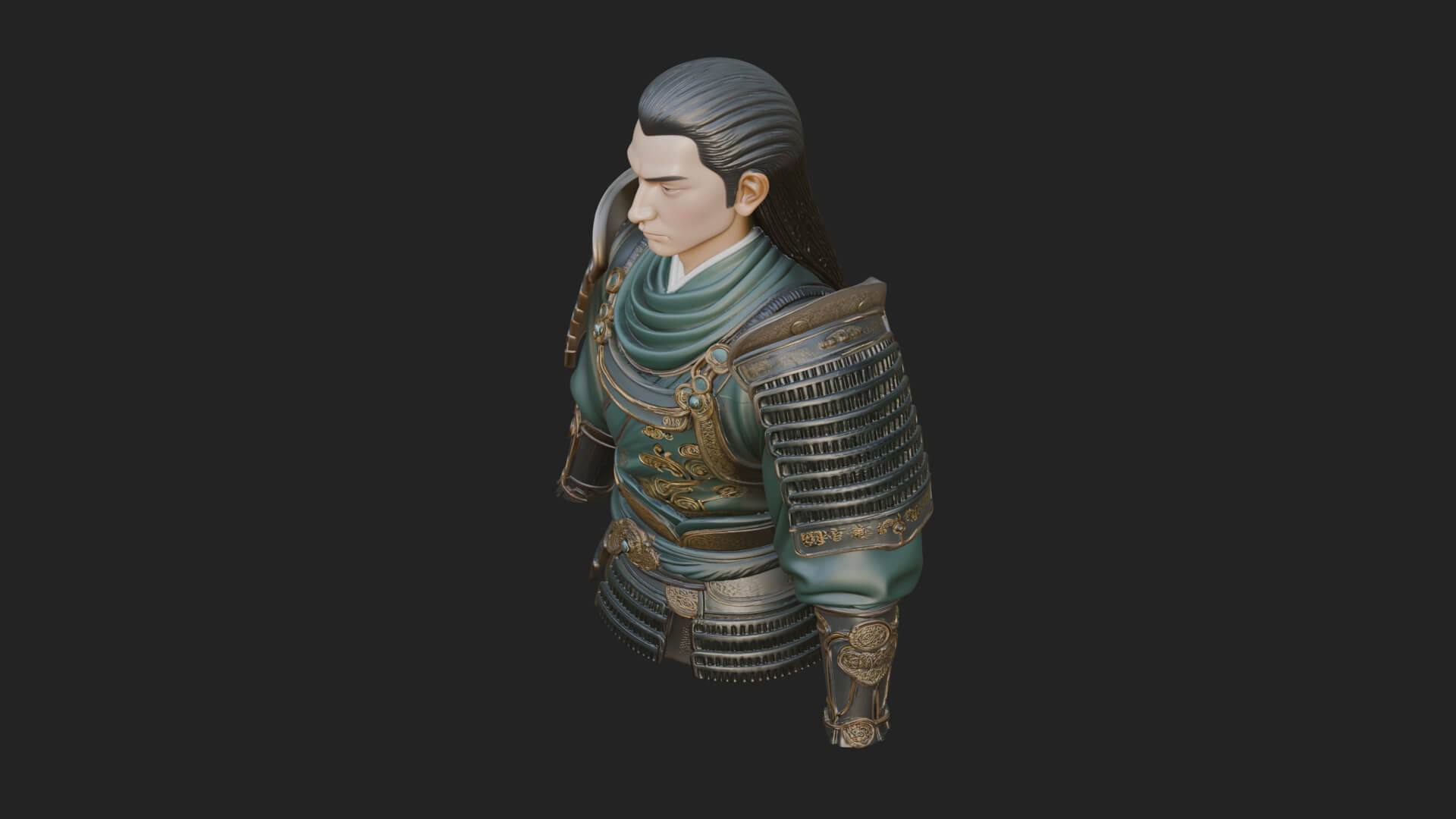 Dual Blade Samurai Statue Design 2 3D Print Model 3D Model