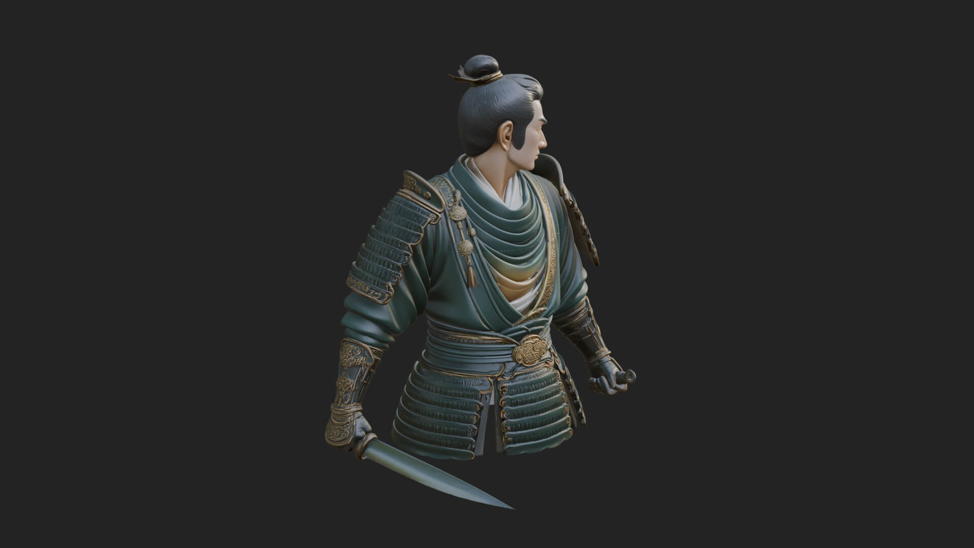 Dual Blade Samurai Statue Design 3 3D Print Model 3D Model