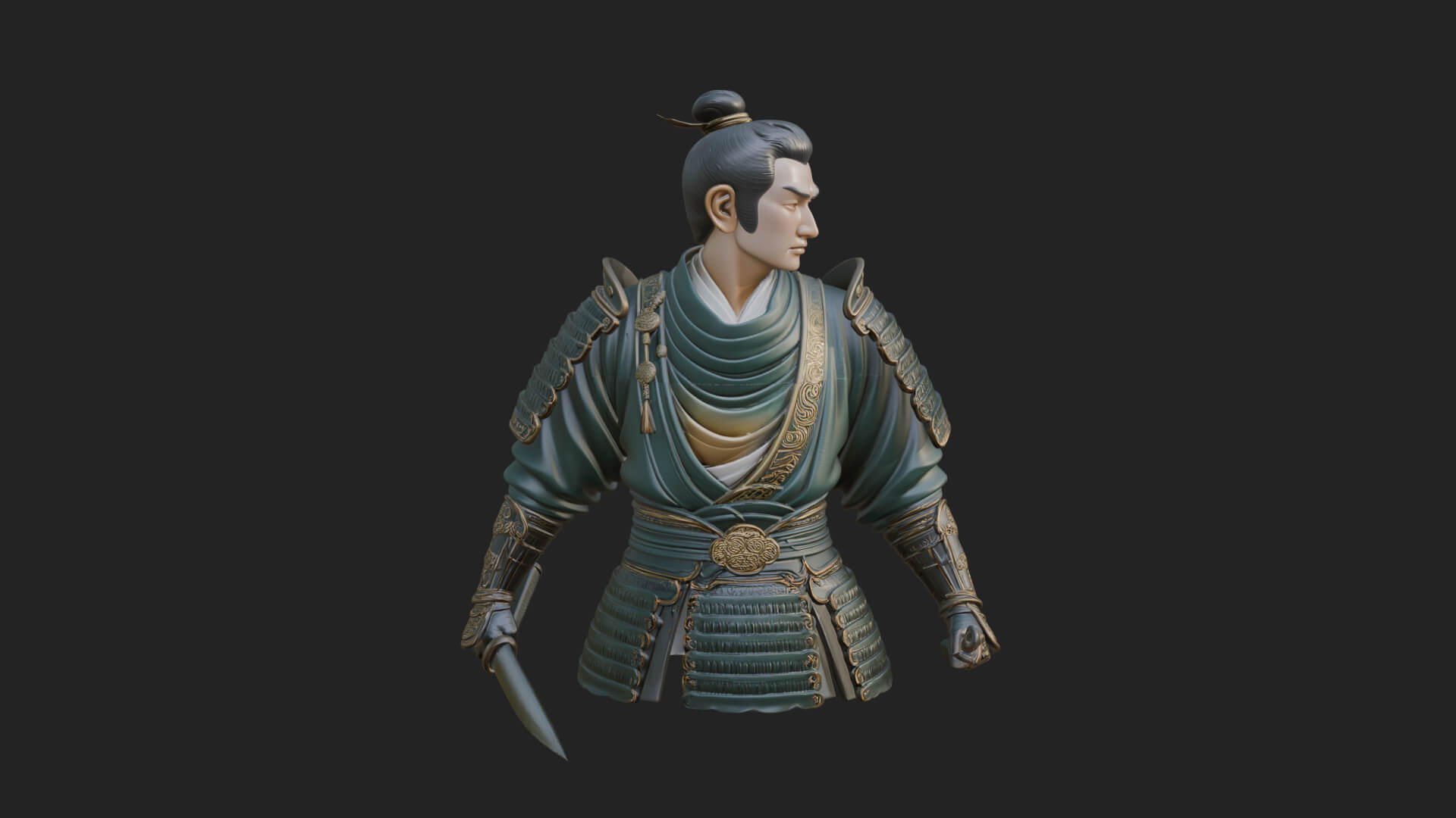 Dual Blade Samurai Statue Design 3 3D Print Model 3D Model