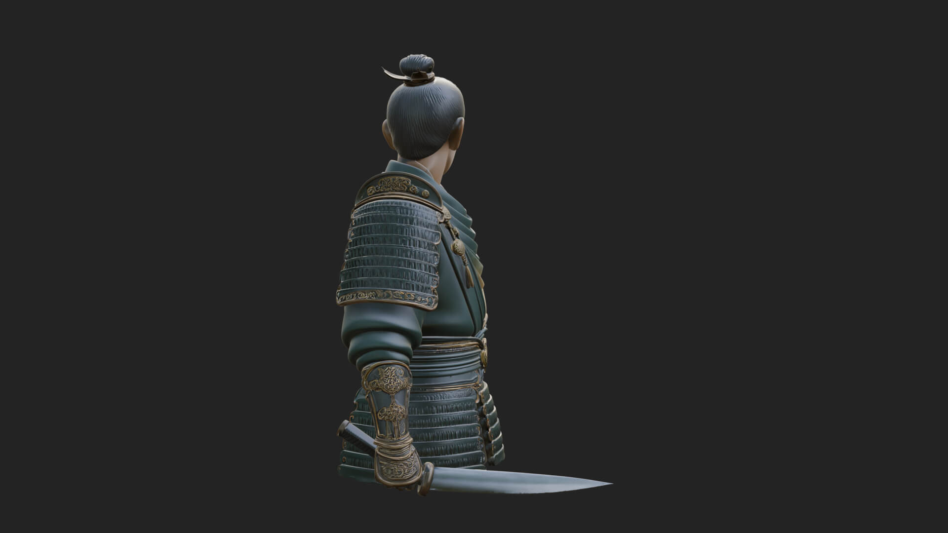 Dual Blade Samurai Statue Design 3 3D Print Model 3D Model