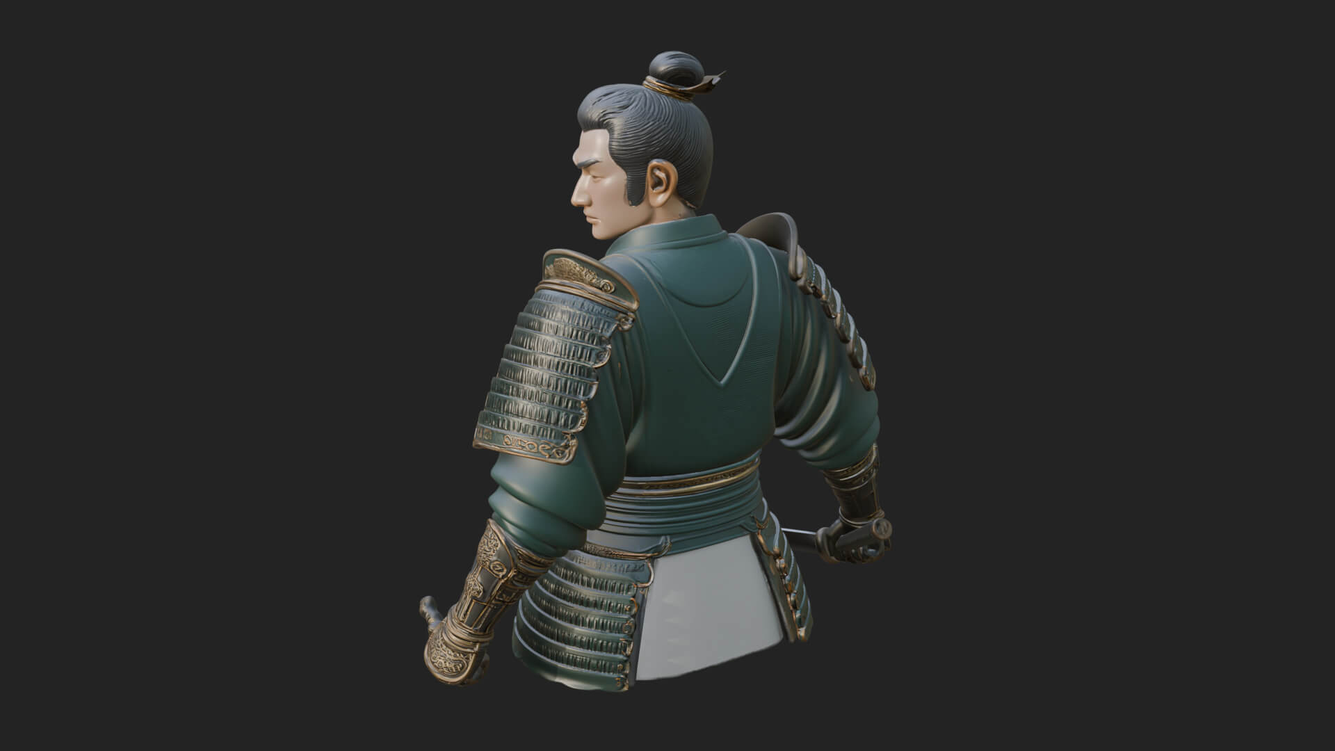 Dual Blade Samurai Statue Design 3 3D Print Model 3D Model