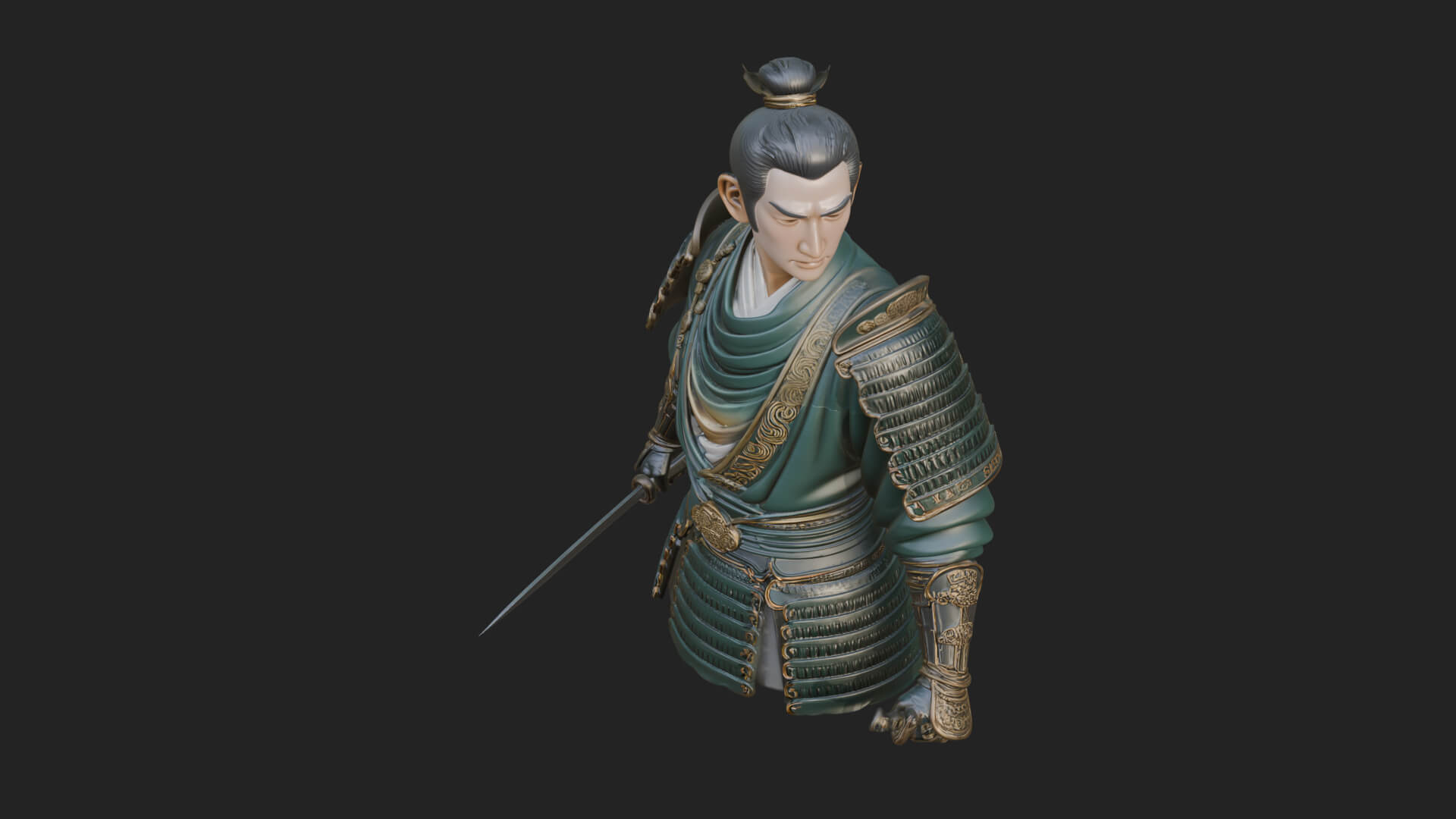 Dual Blade Samurai Statue Design 3 3D Print Model 3D Model