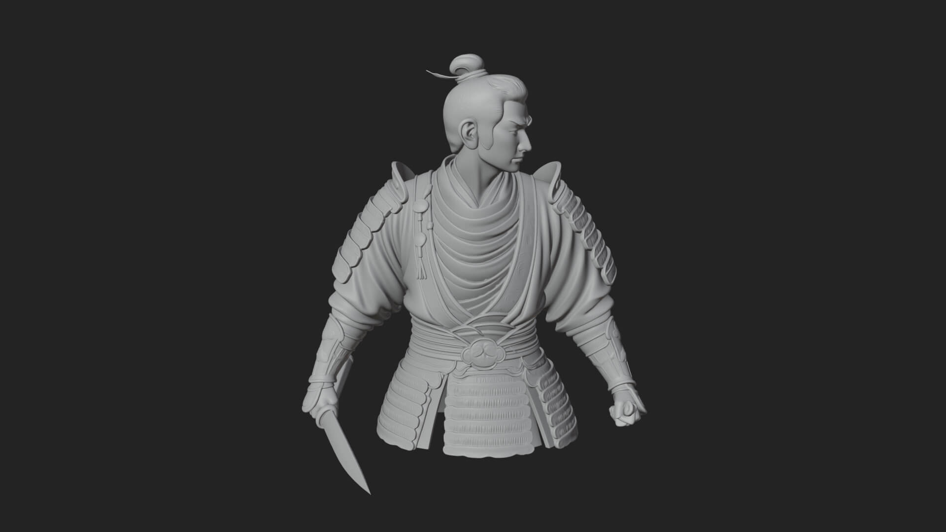 Dual Blade Samurai Statue Design 3 3D Print Model 3D Model