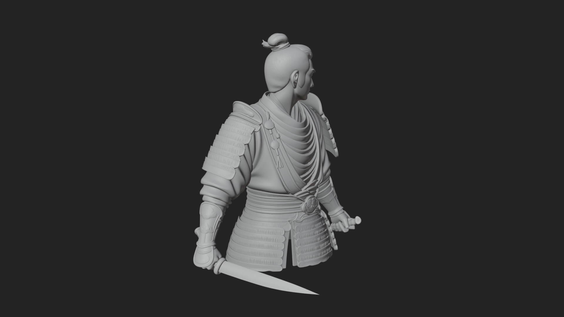 Dual Blade Samurai Statue Design 3 3D Print Model 3D Model