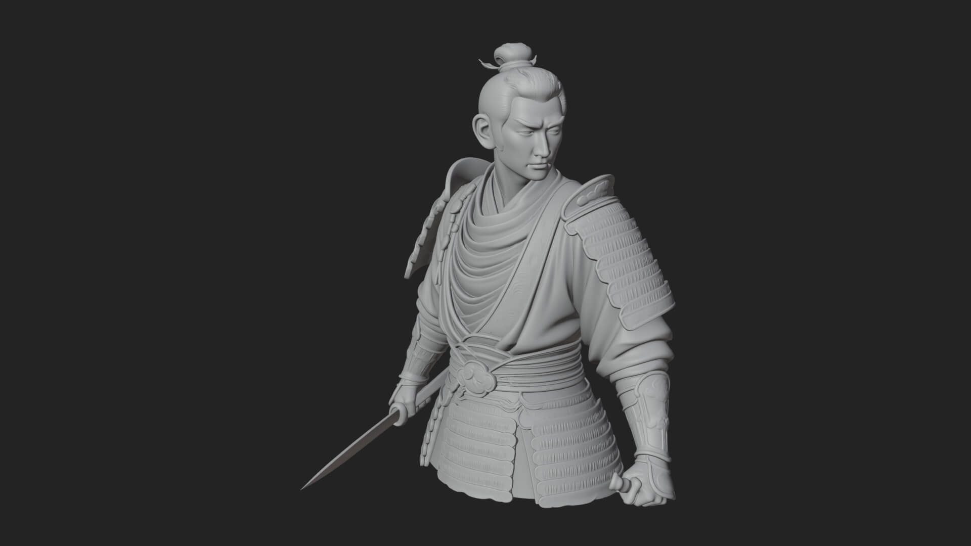 Dual Blade Samurai Statue Design 3 3D Print Model 3D Model