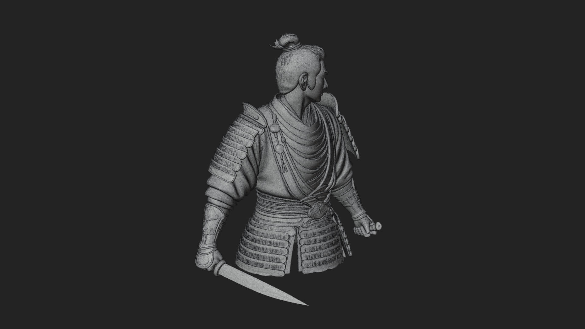Dual Blade Samurai Statue Design 3 3D Print Model 3D Model