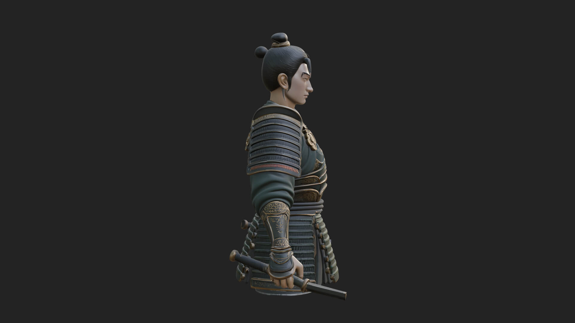 Dual Blade Samurai Statue Design 4 3D Print Model 3D Model