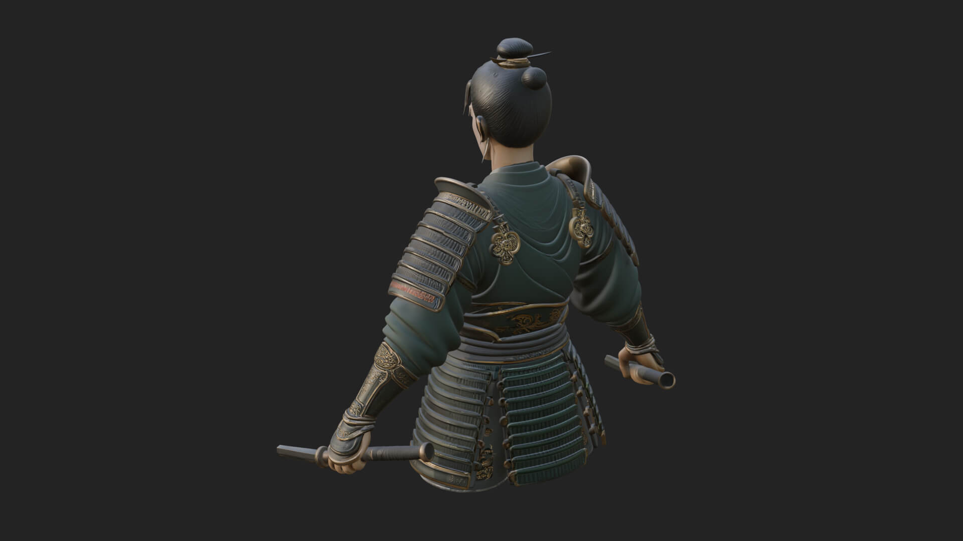 Dual Blade Samurai Statue Design 4 3D Print Model 3D Model