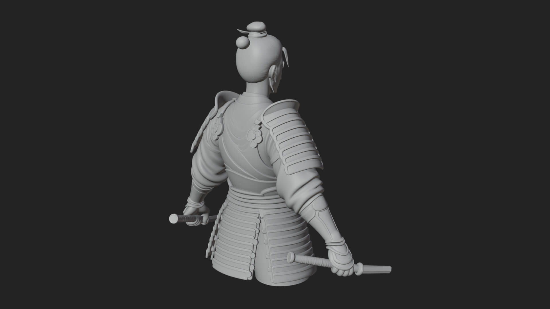 Dual Blade Samurai Statue Design 4 3D Print Model 3D Model