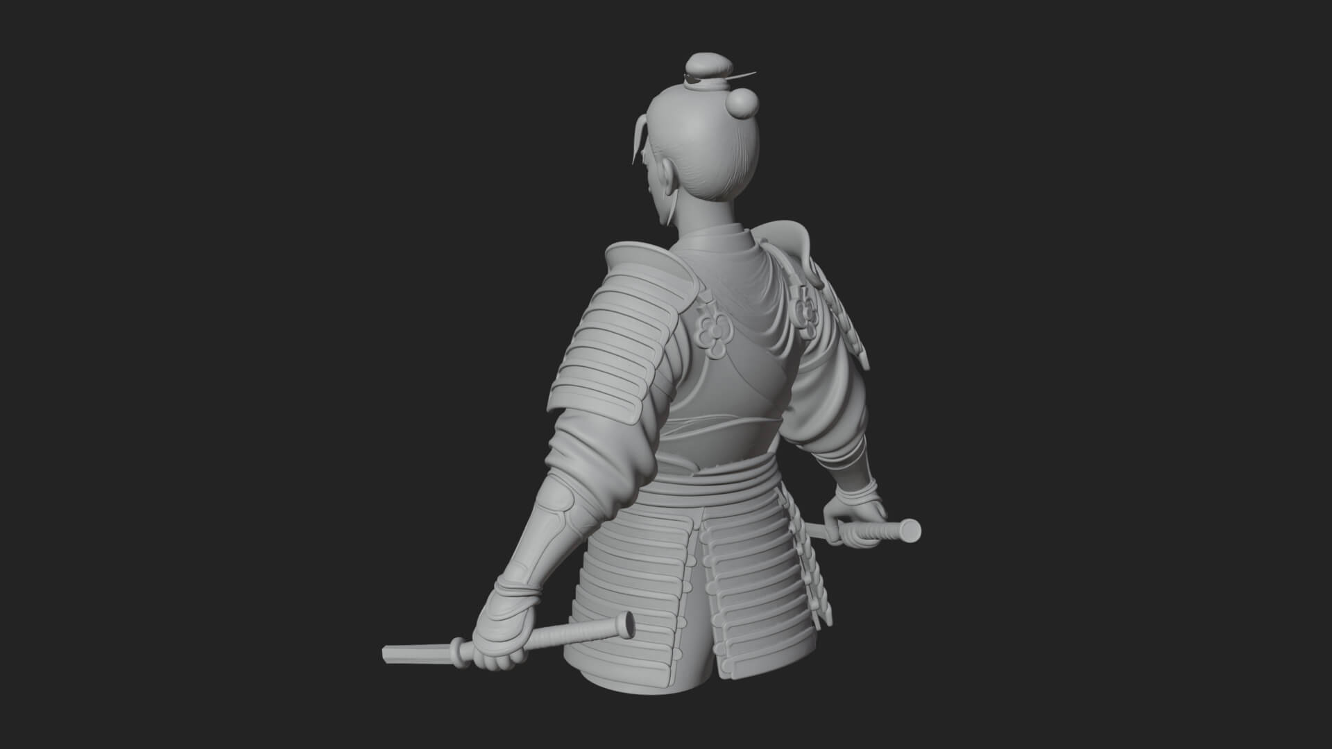 Dual Blade Samurai Statue Design 4 3D Print Model 3D Model