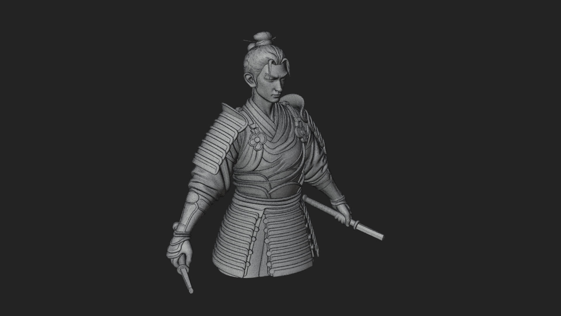 Dual Blade Samurai Statue Design 4 3D Print Model 3D Model