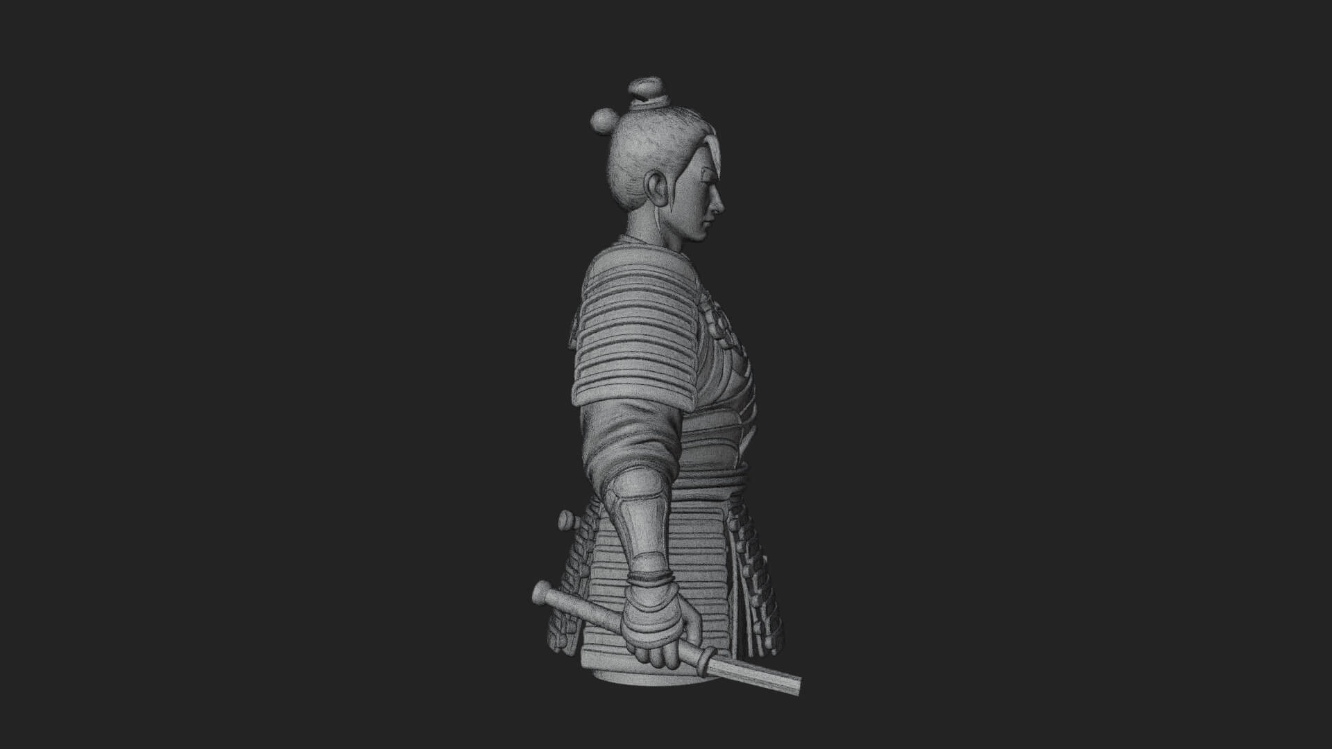 Dual Blade Samurai Statue Design 4 3D Print Model 3D Model