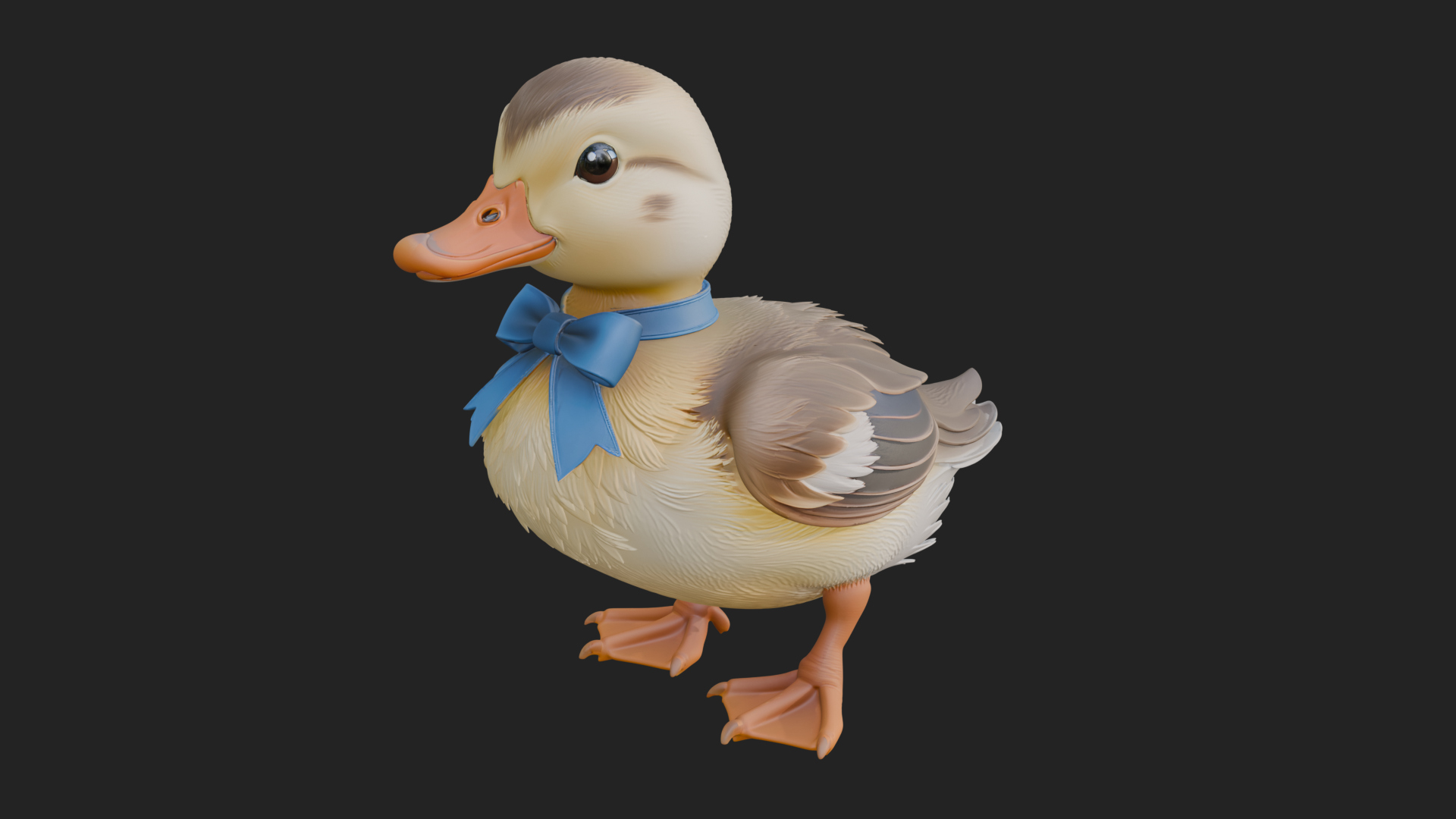 Duckling with Ribbon Statue Design 1 3D Print Model 3D Model