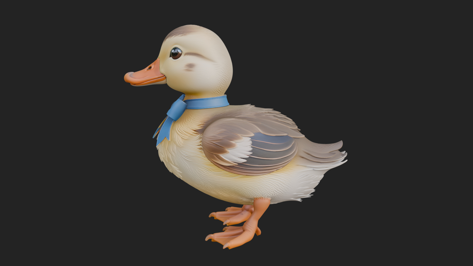 Duckling with Ribbon Statue Design 1 3D Print Model 3D Model