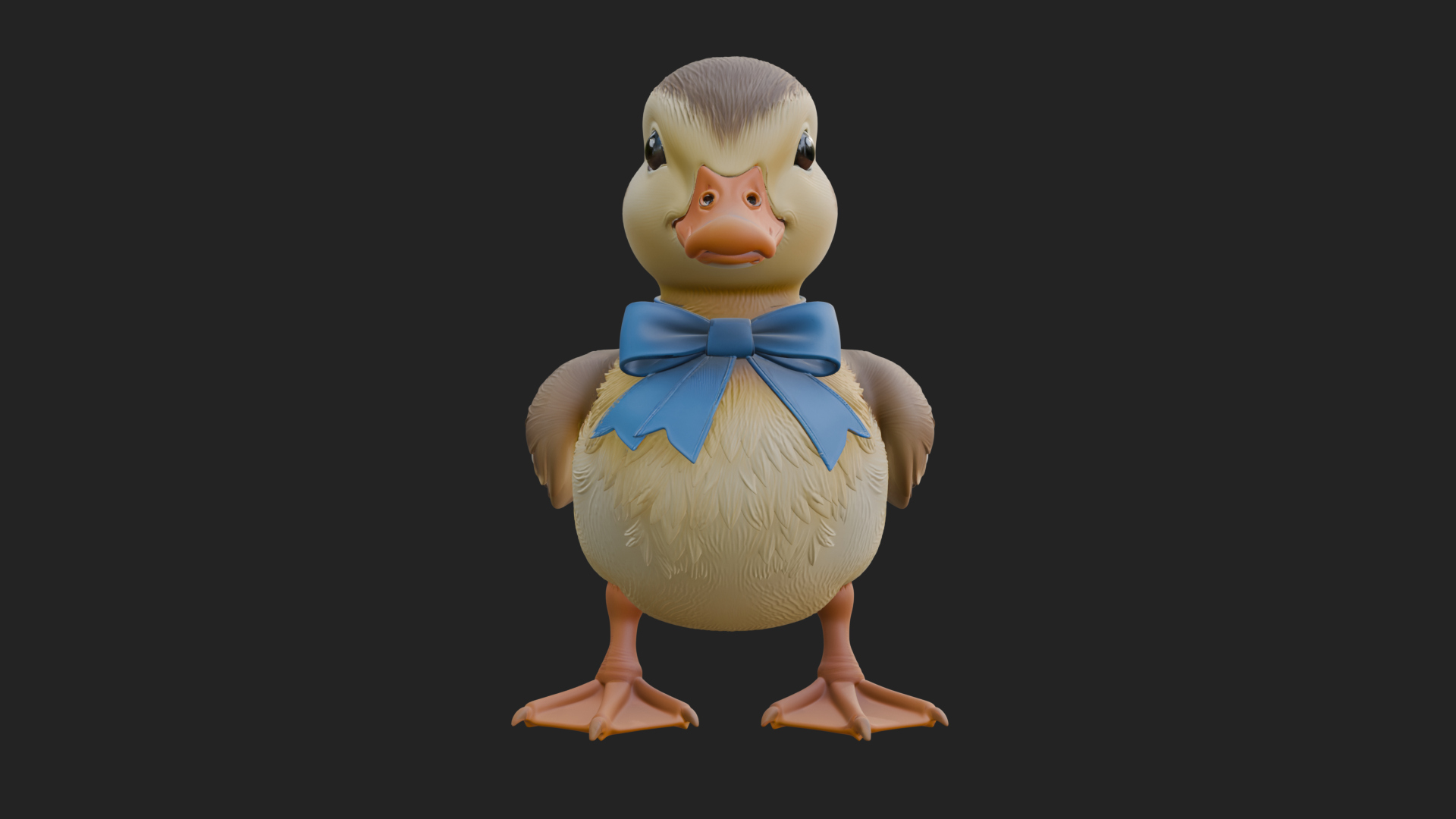 Duckling with Ribbon Statue Design 1 3D Print Model 3D Model