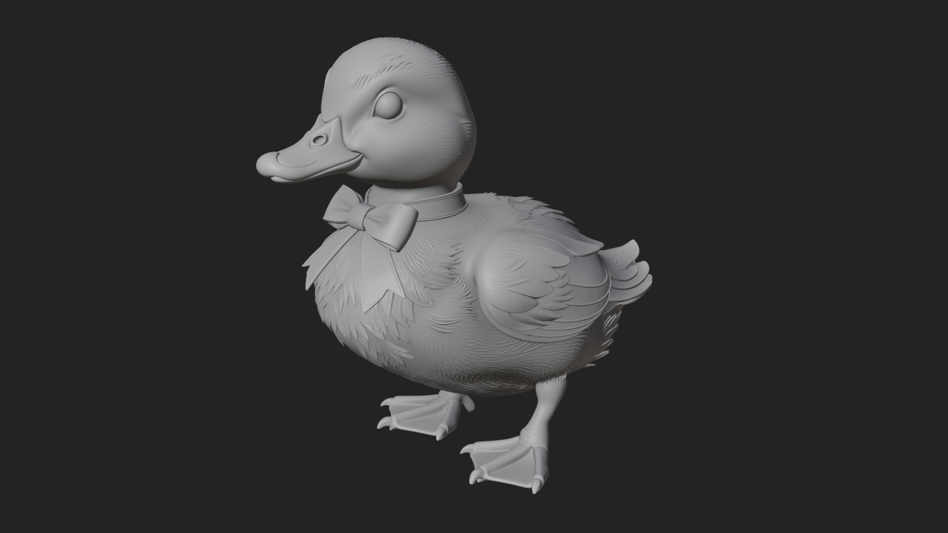 Duckling with Ribbon Statue Design 1 3D Print Model 3D Model