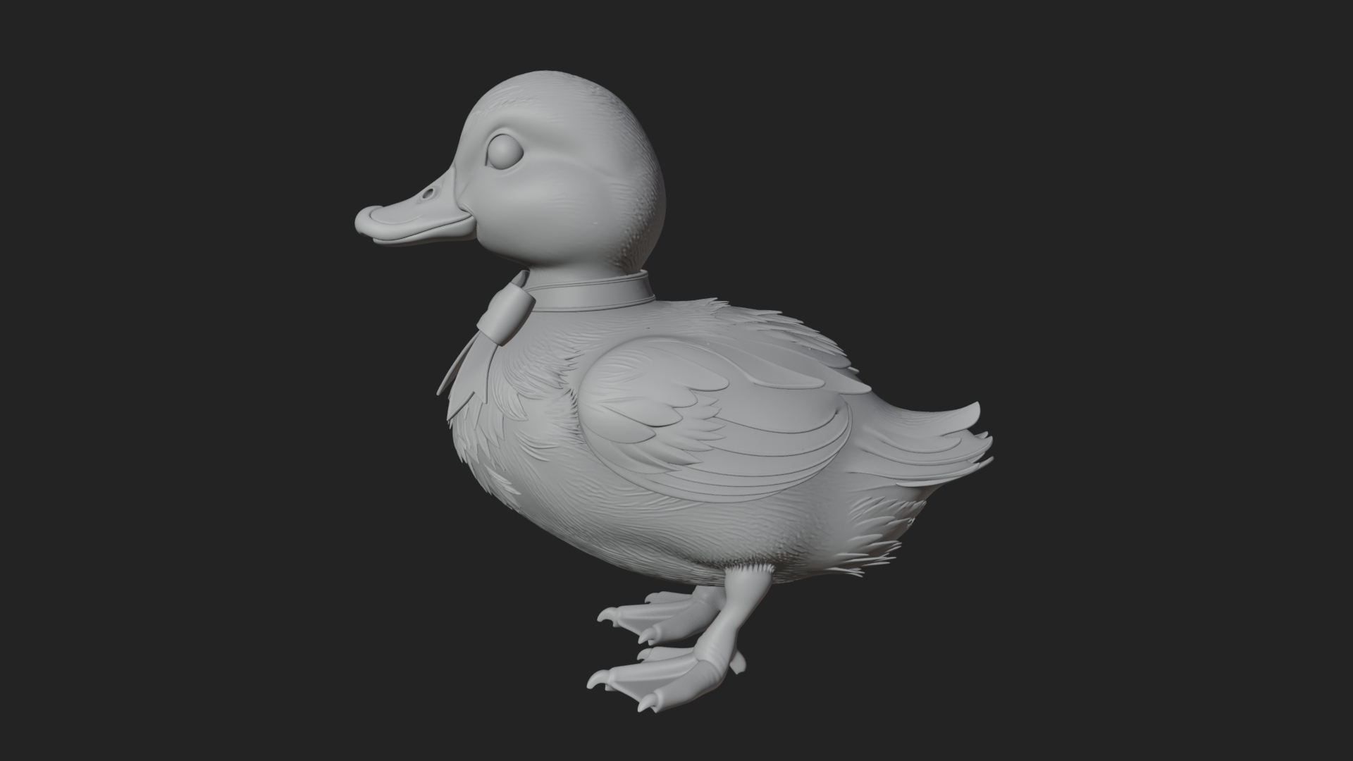 Duckling with Ribbon Statue Design 1 3D Print Model 3D Model