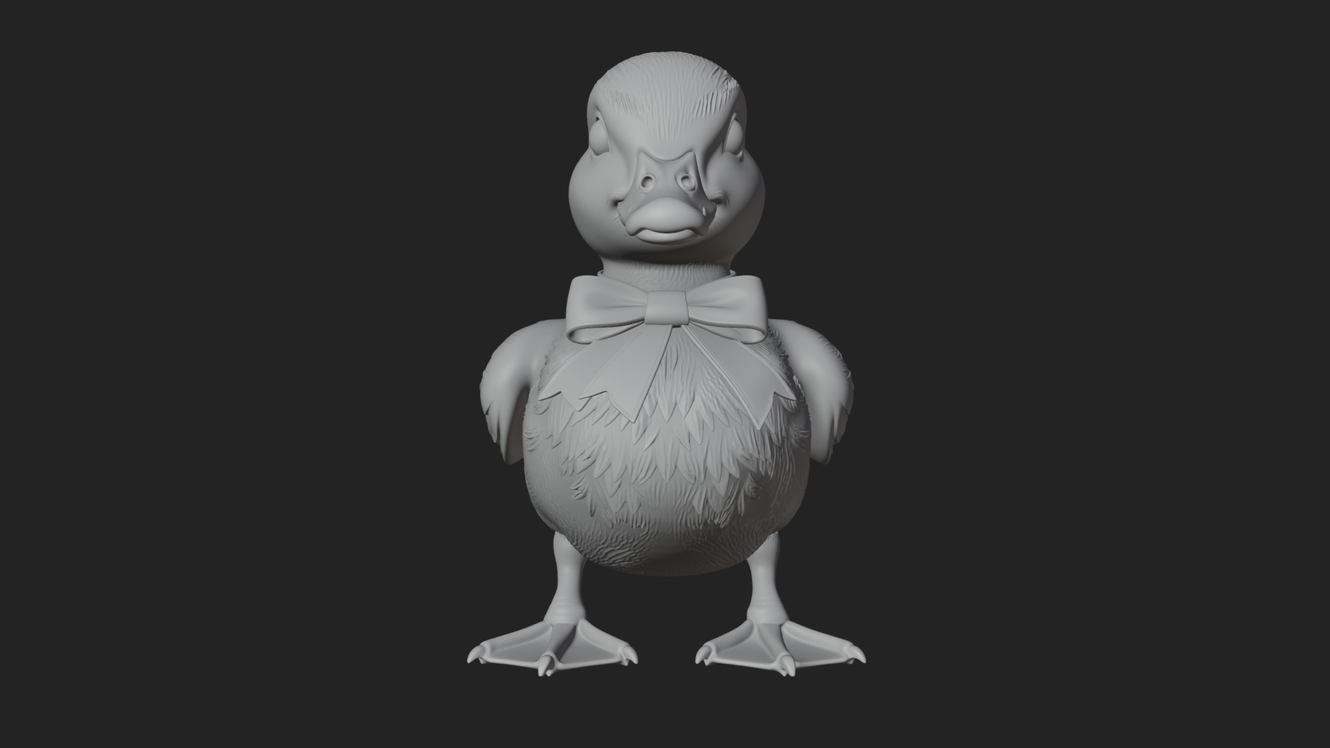 Duckling with Ribbon Statue Design 1 3D Print Model 3D Model