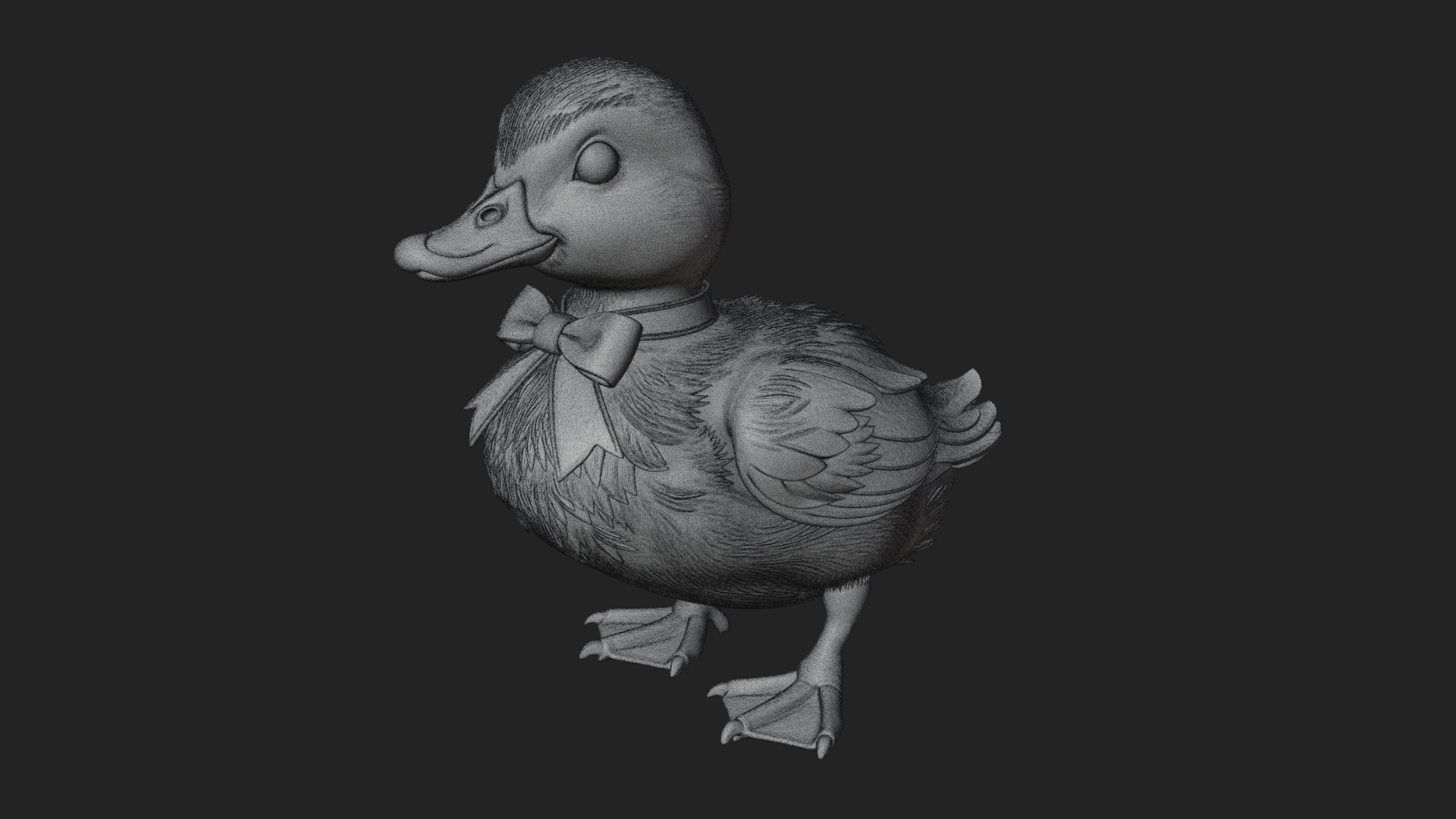 Duckling with Ribbon Statue Design 1 3D Print Model 3D Model