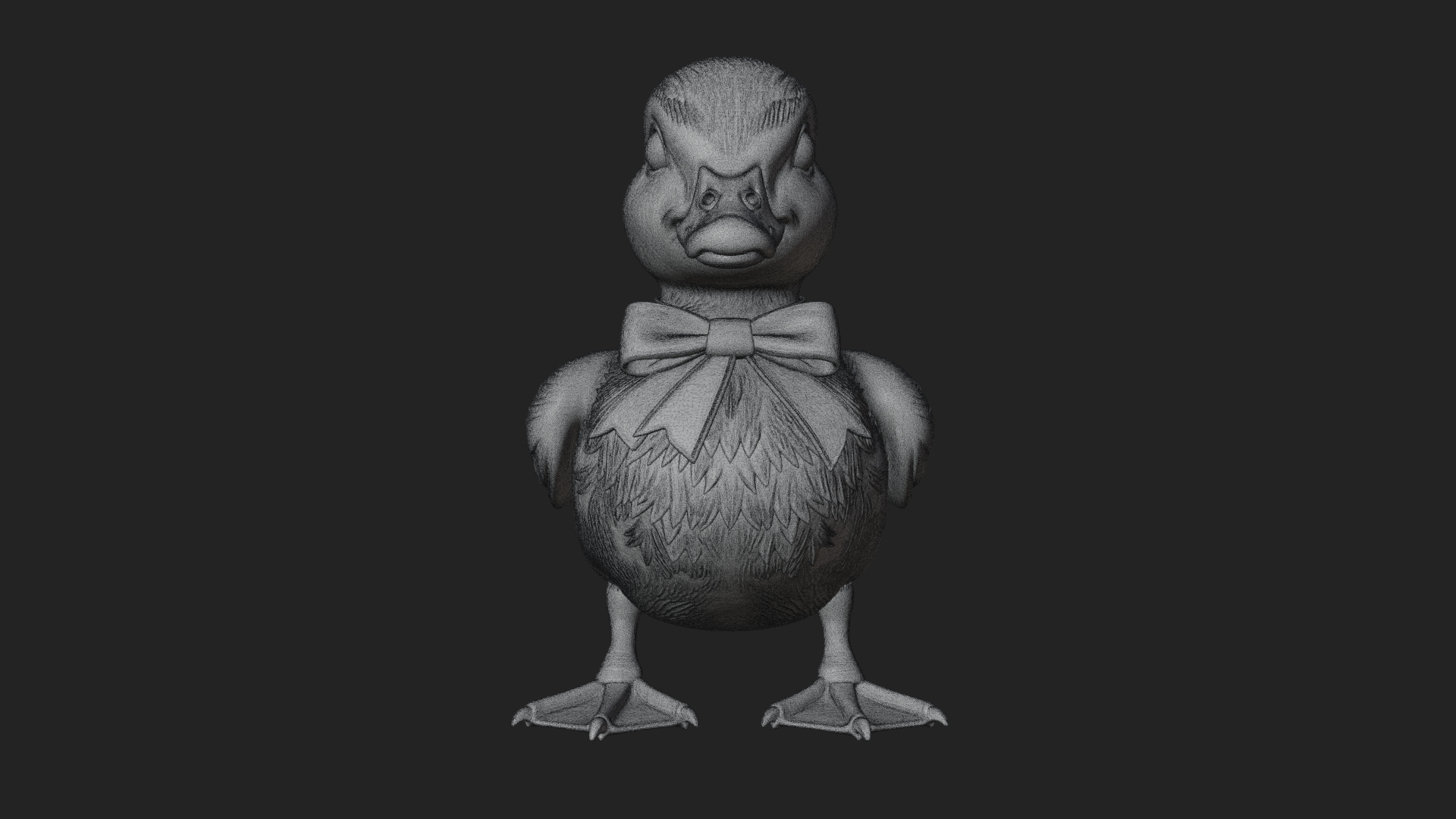 Duckling with Ribbon Statue Design 1 3D Print Model 3D Model