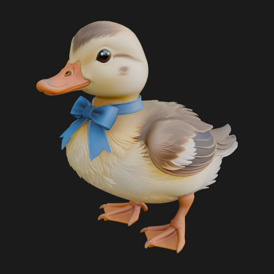 Duckling with Ribbon Statue Design 1 3D Print Model