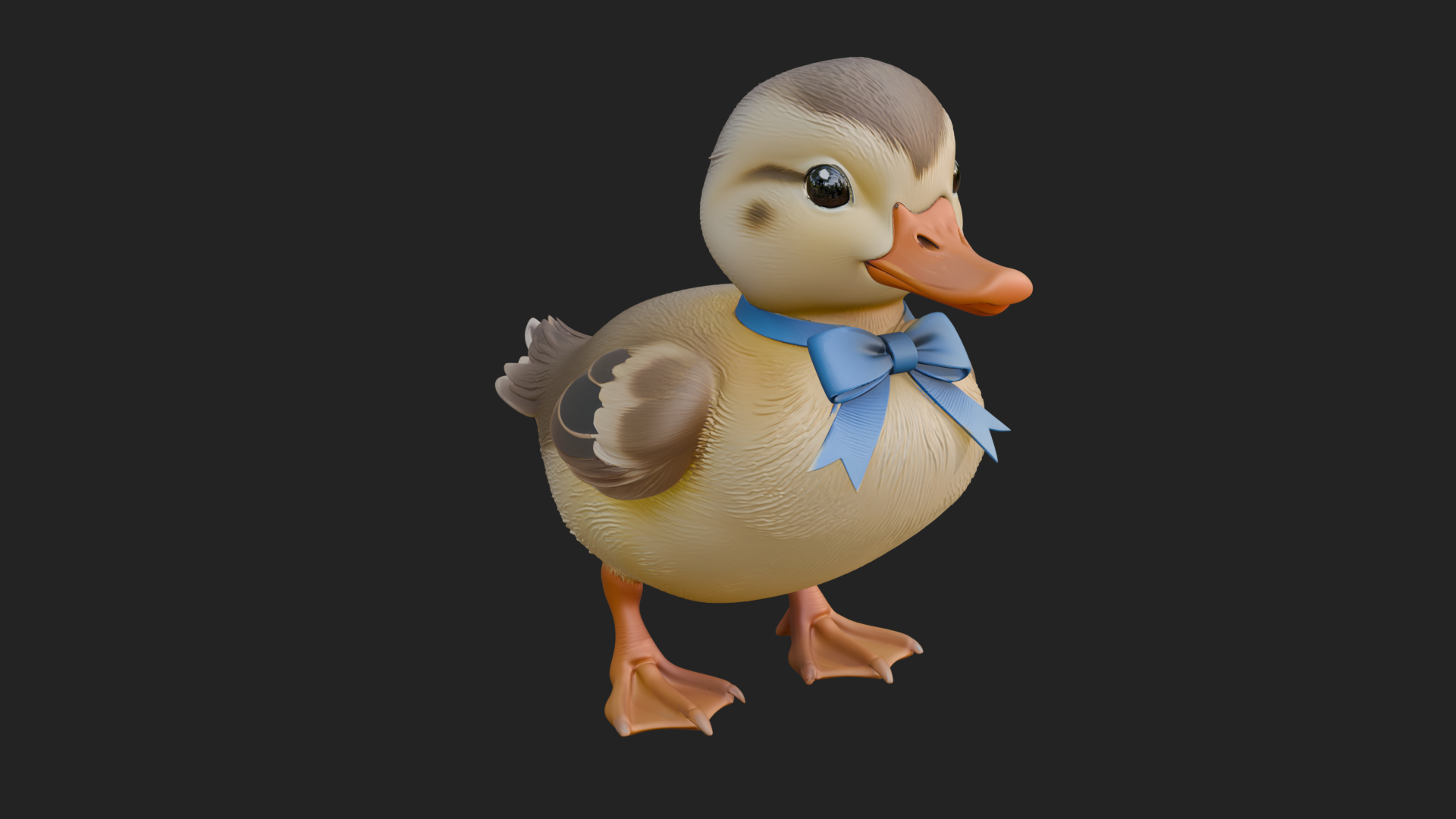 Duckling with Ribbon Statue Design 2 3D Print Model 3D Model