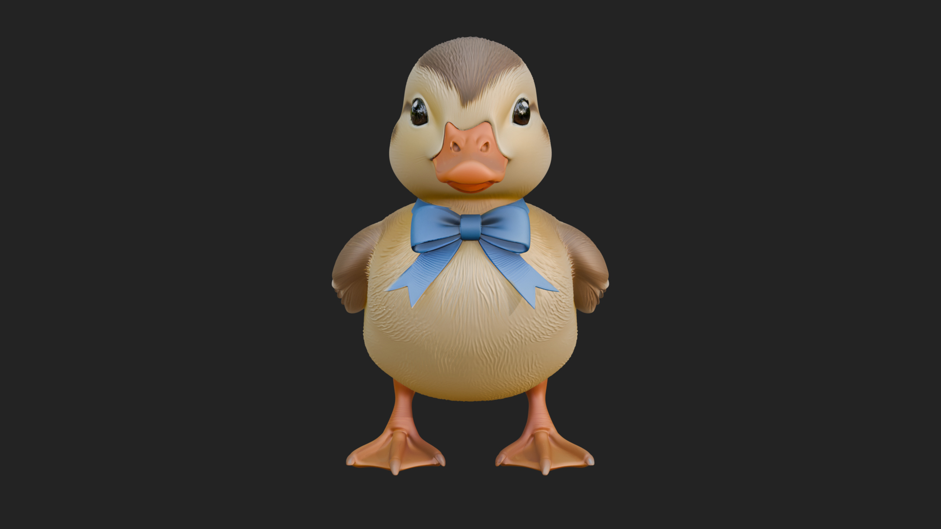 Duckling with Ribbon Statue Design 2 3D Print Model 3D Model