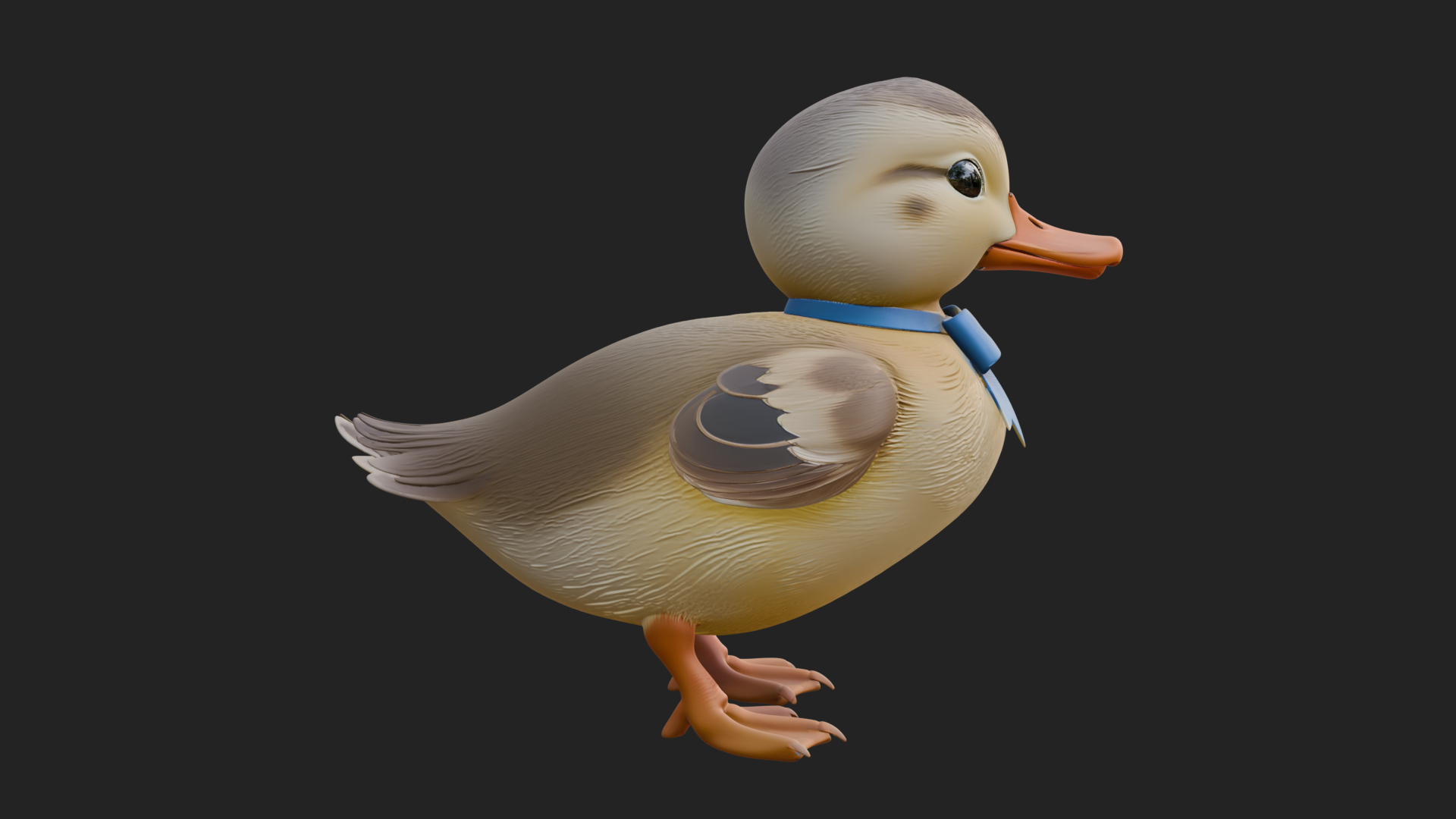 Duckling with Ribbon Statue Design 2 3D Print Model 3D Model