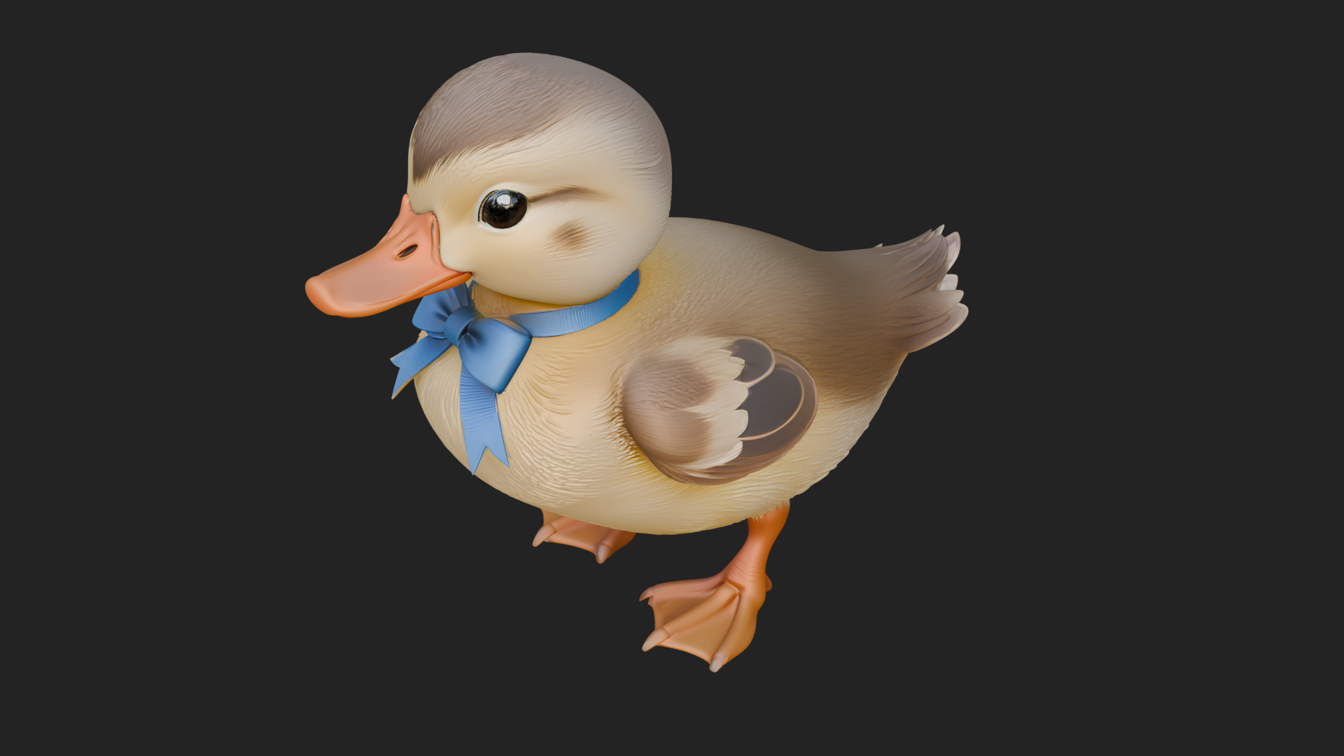Duckling with Ribbon Statue Design 2 3D Print Model 3D Model