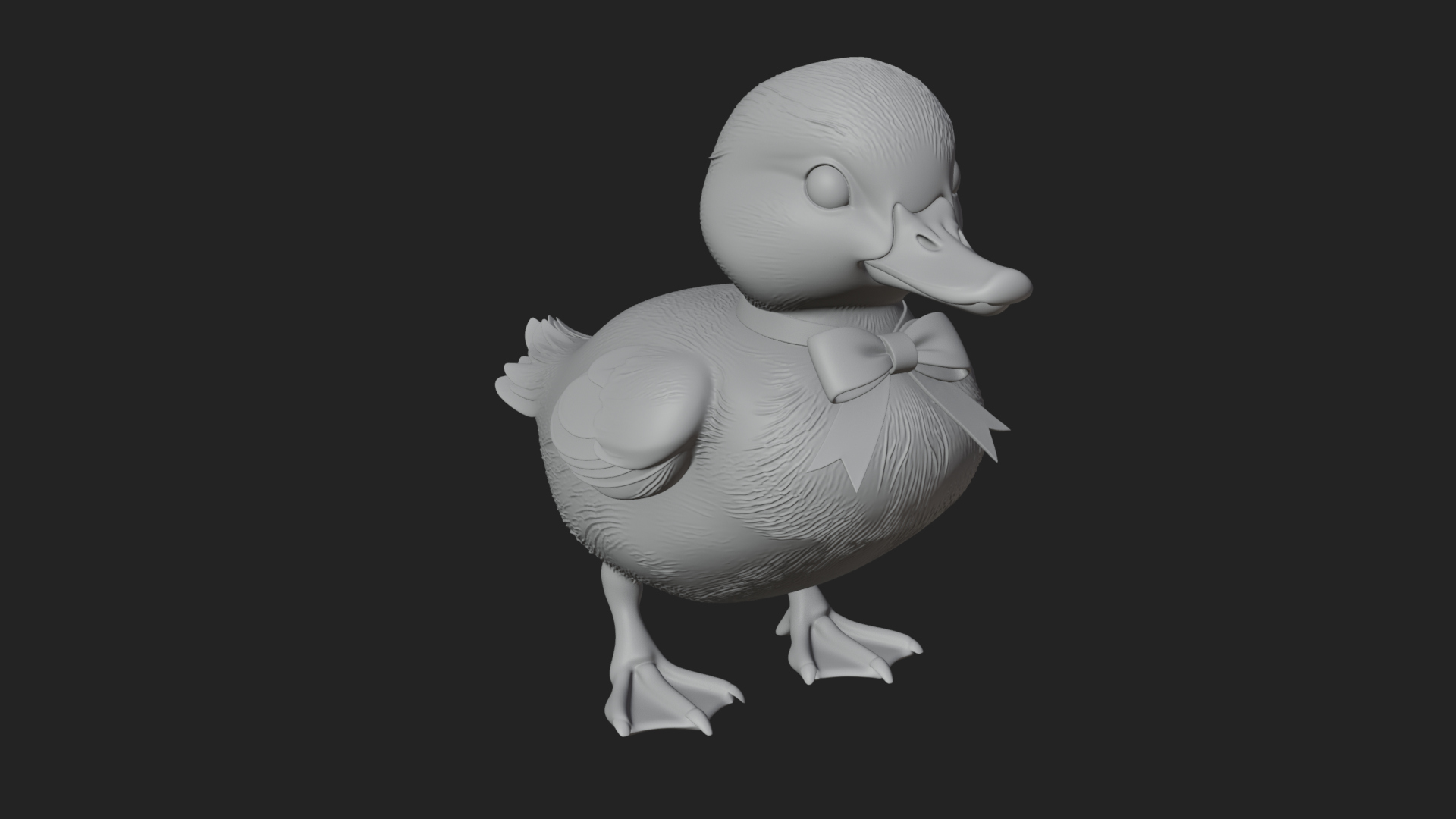 Duckling with Ribbon Statue Design 2 3D Print Model 3D Model