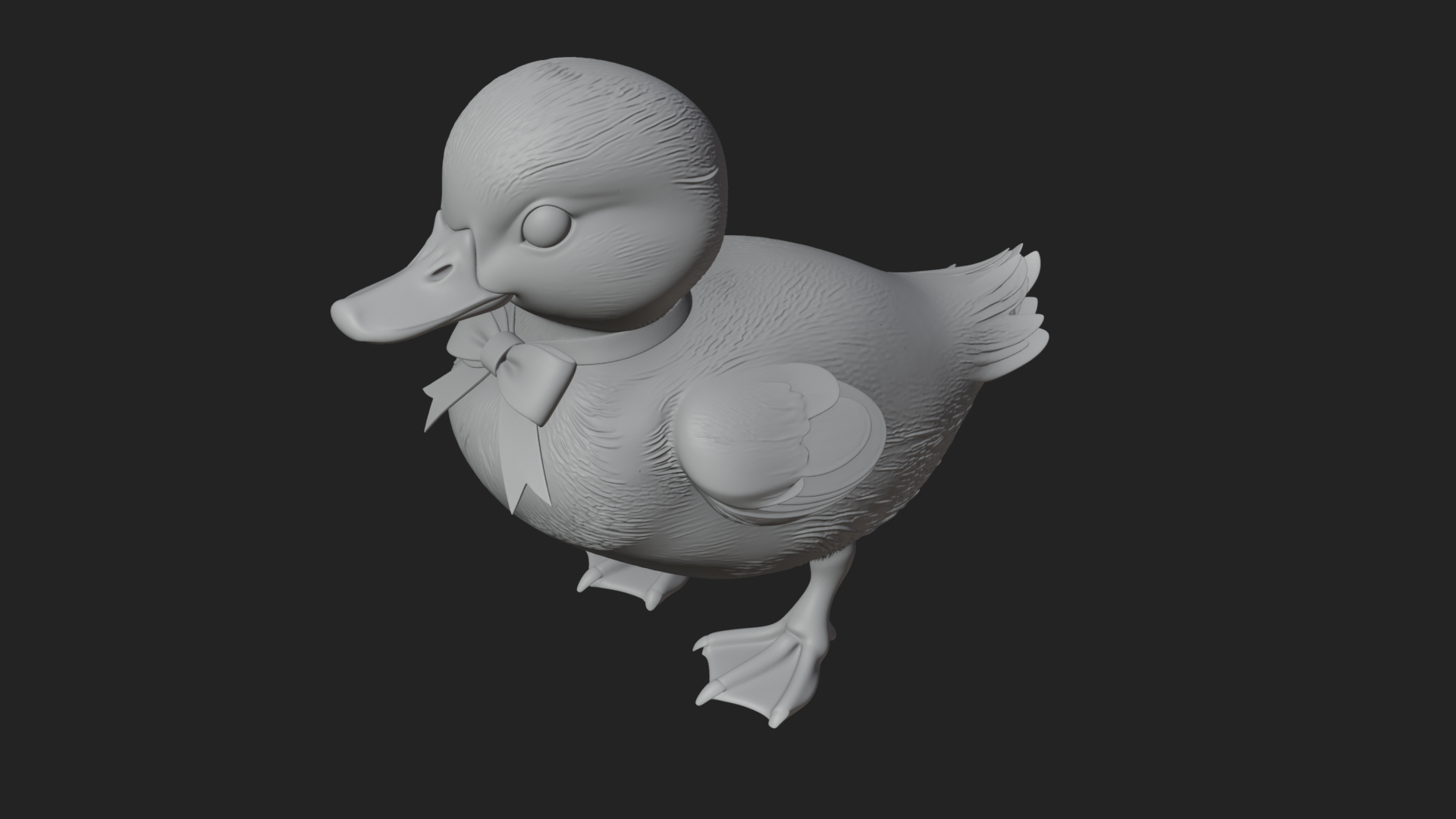 Duckling with Ribbon Statue Design 2 3D Print Model 3D Model