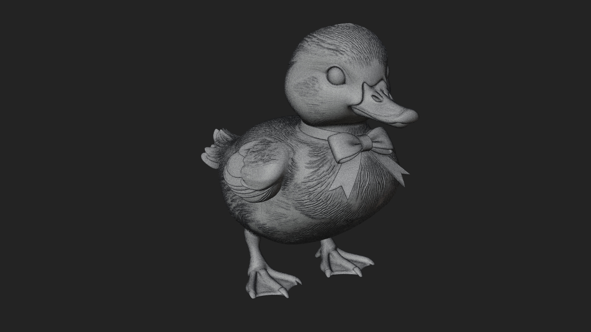 Duckling with Ribbon Statue Design 2 3D Print Model 3D Model