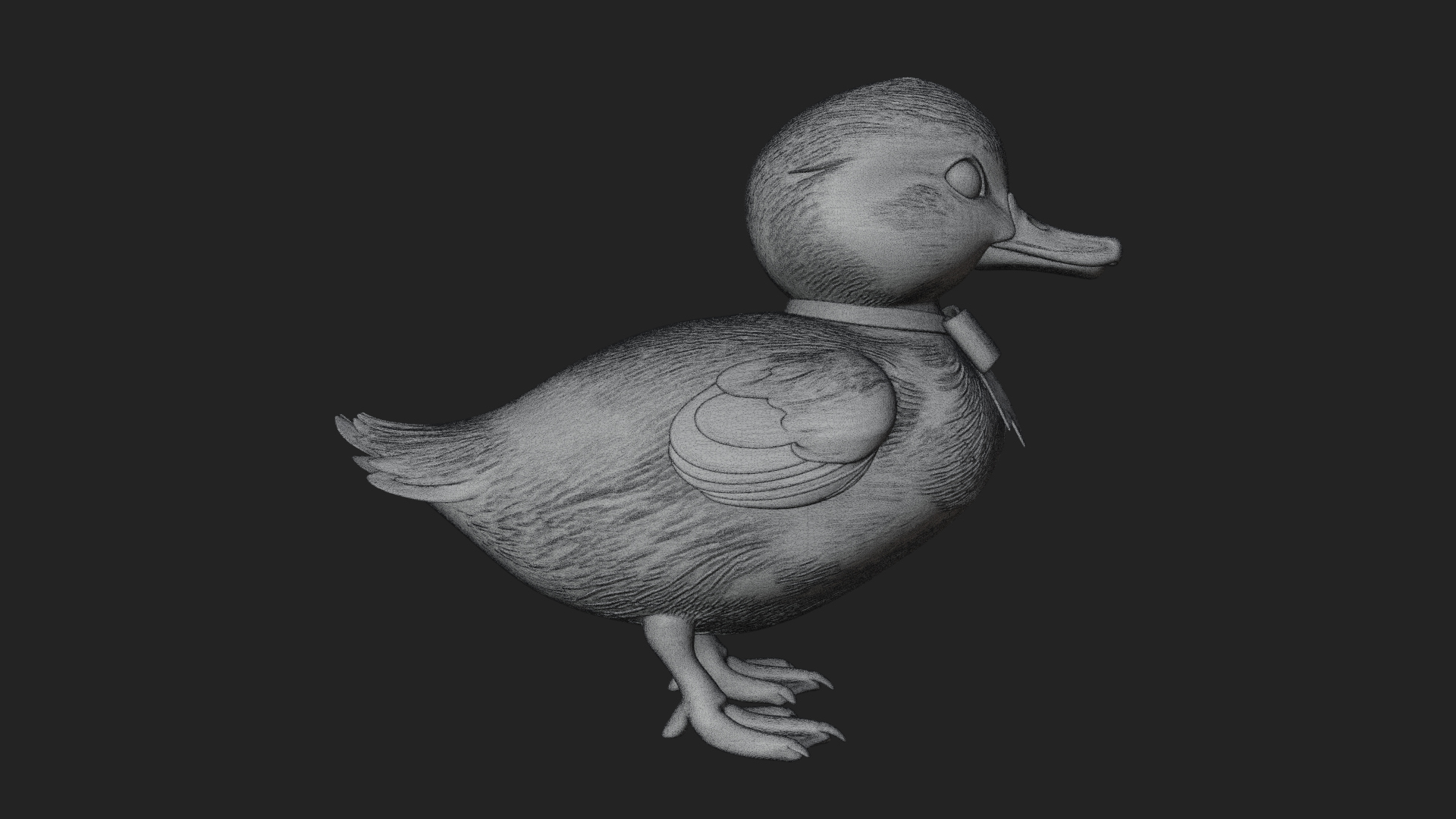 Duckling with Ribbon Statue Design 2 3D Print Model 3D Model