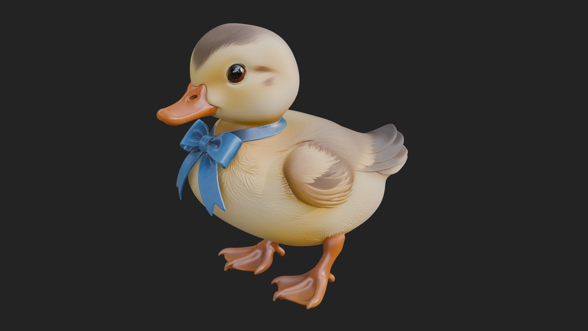 Duckling with Ribbon Statue Design 3 3D Print Model 3D Model