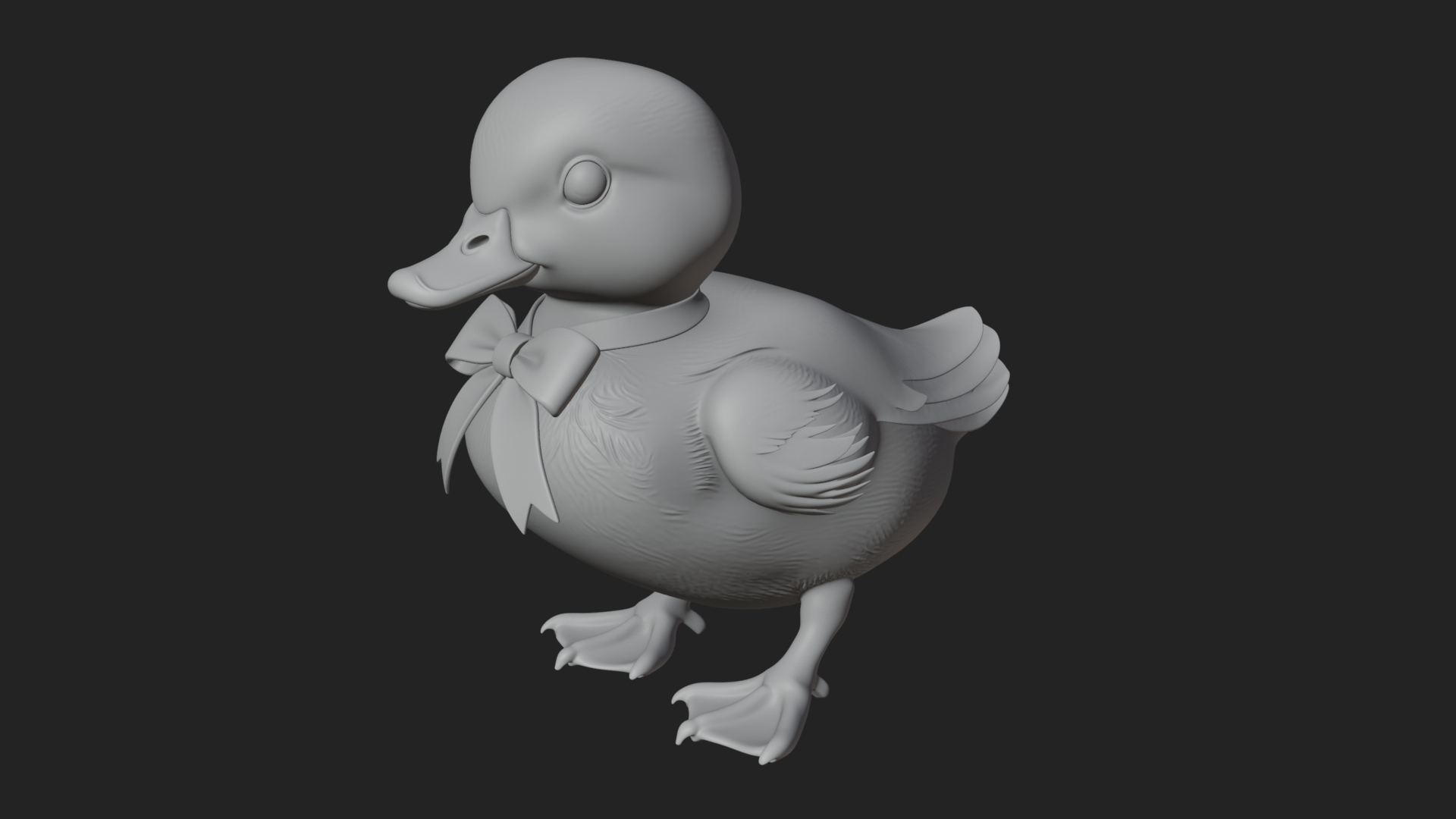 Duckling with Ribbon Statue Design 3 3D Print Model 3D Model