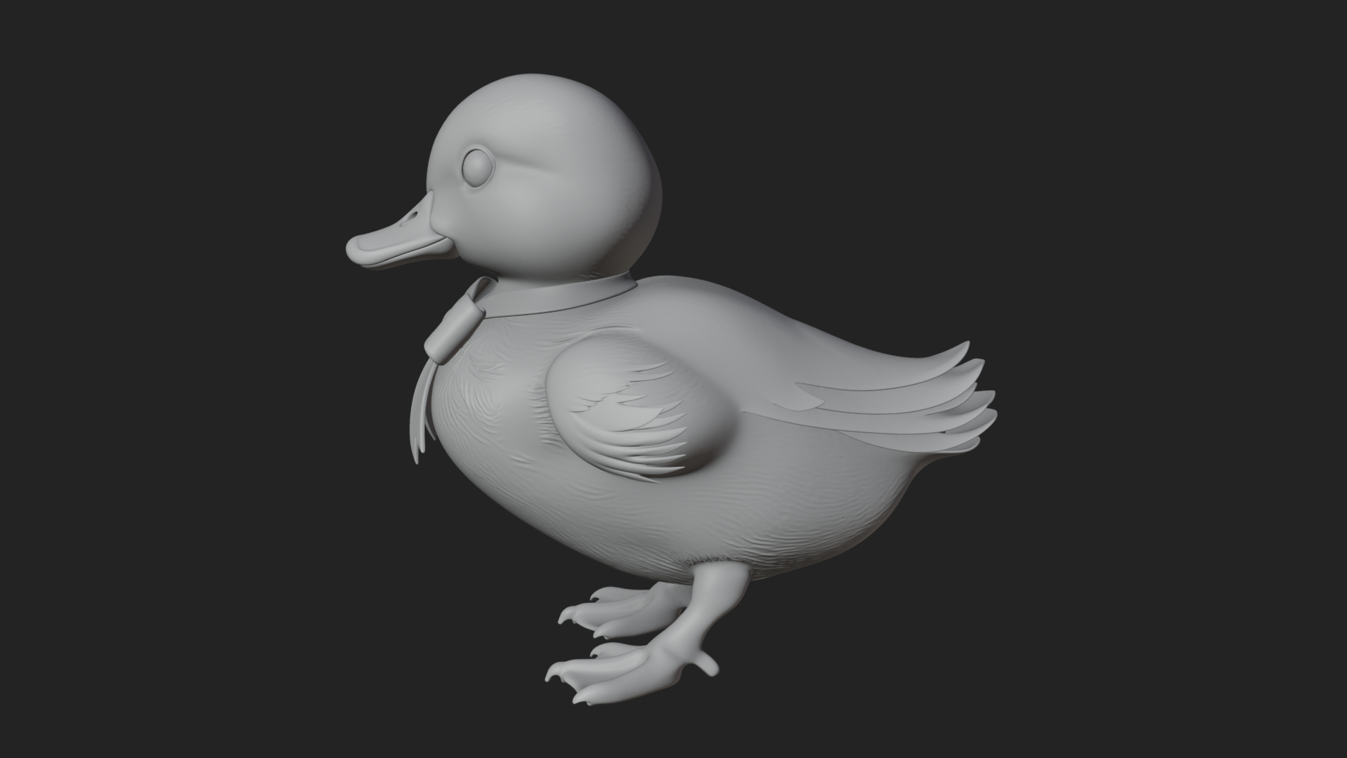 Duckling with Ribbon Statue Design 3 3D Print Model 3D Model