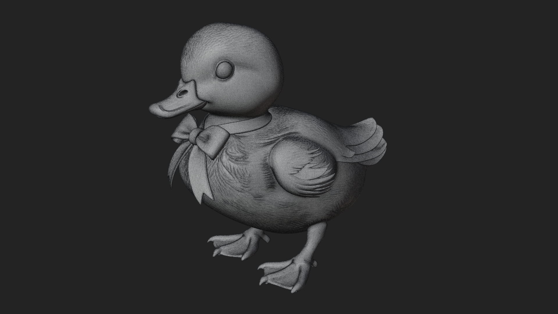 Duckling with Ribbon Statue Design 3 3D Print Model 3D Model