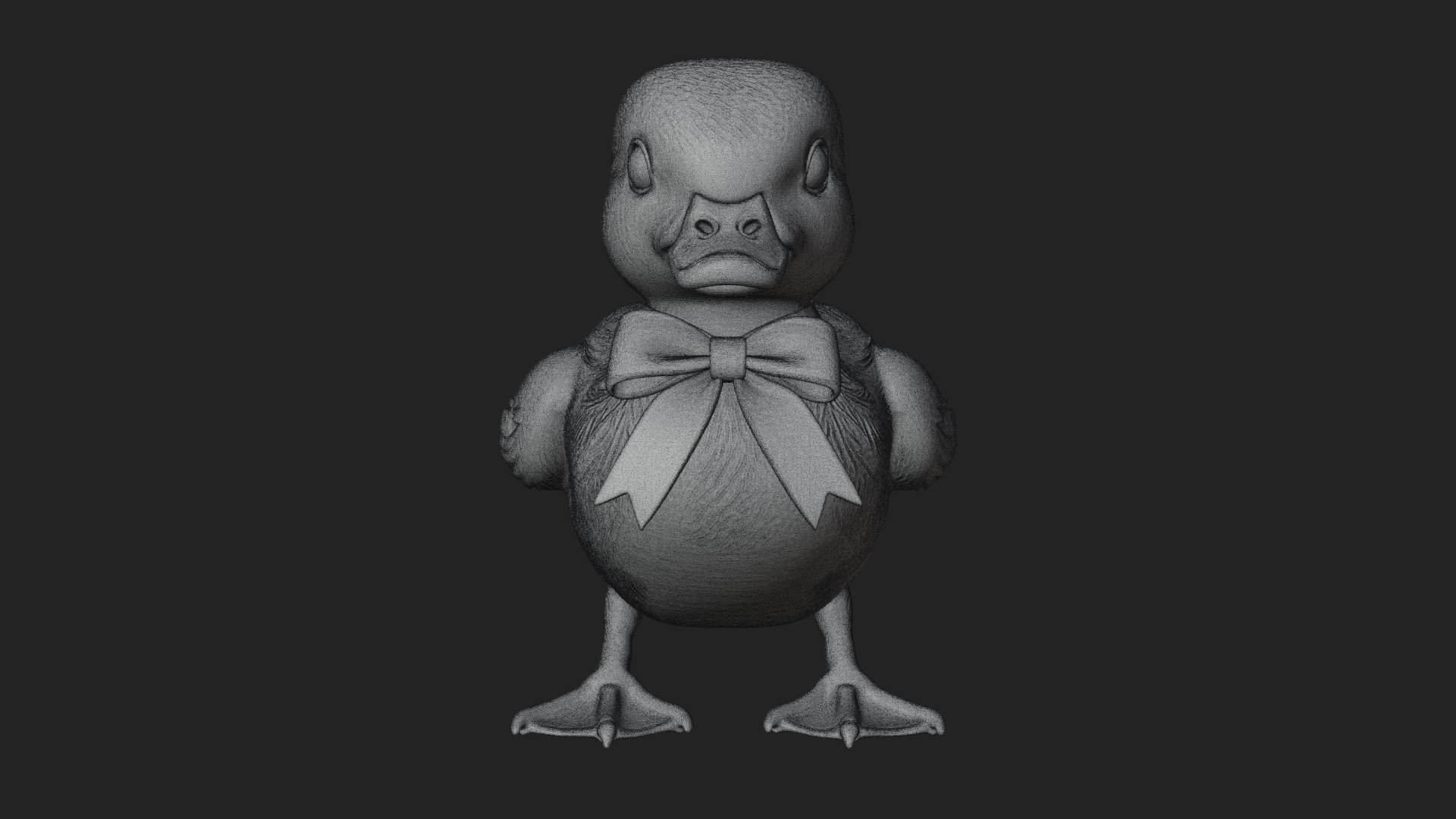 Duckling with Ribbon Statue Design 3 3D Print Model 3D Model
