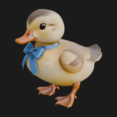 Duckling with Ribbon Statue Design 3 3D Print Model