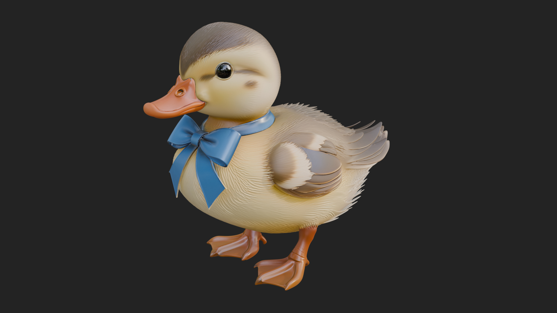 Duckling with Ribbon Statue Design 4 3D Print Model 3D Model